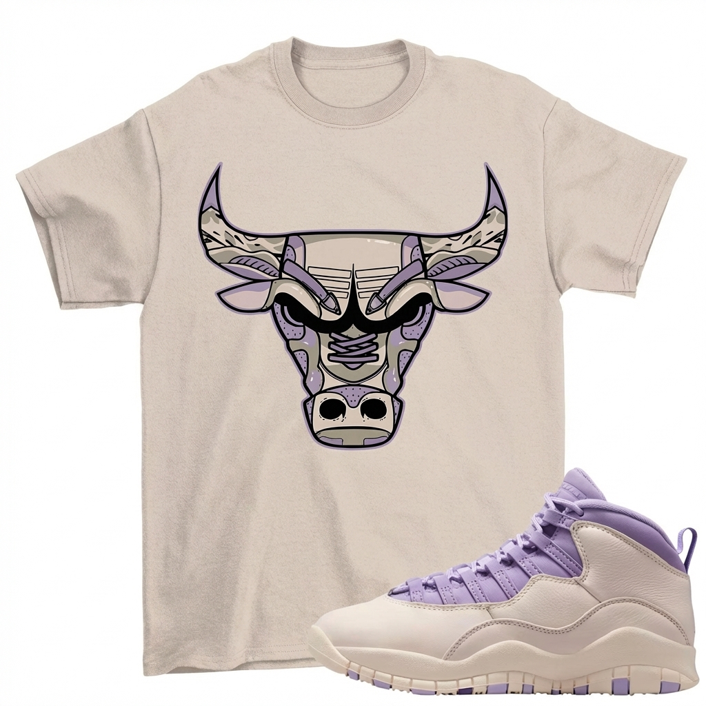 BULL Sneaker T Shirt Matching Air Jordan 10 Retro "Hydrangeas"