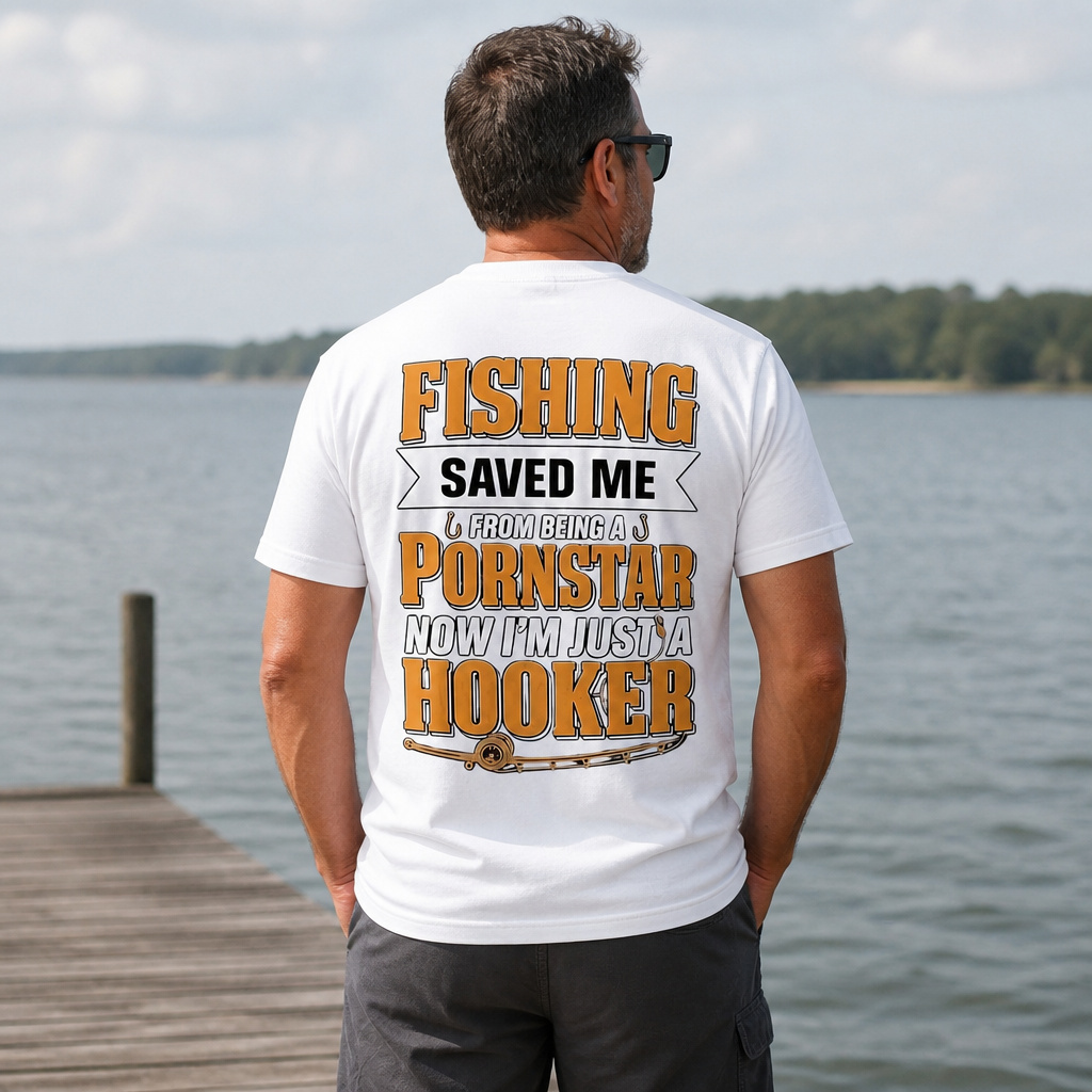 Funny Fishing Saved Me T-Shirt - Humor Graphic Tee for Anglers