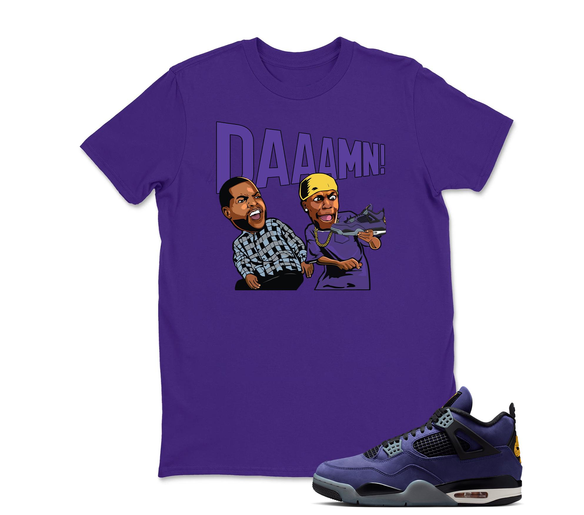 Damn Meme Friday Sneaker Shirt Black to Match Jordan 4 Imperial Purple