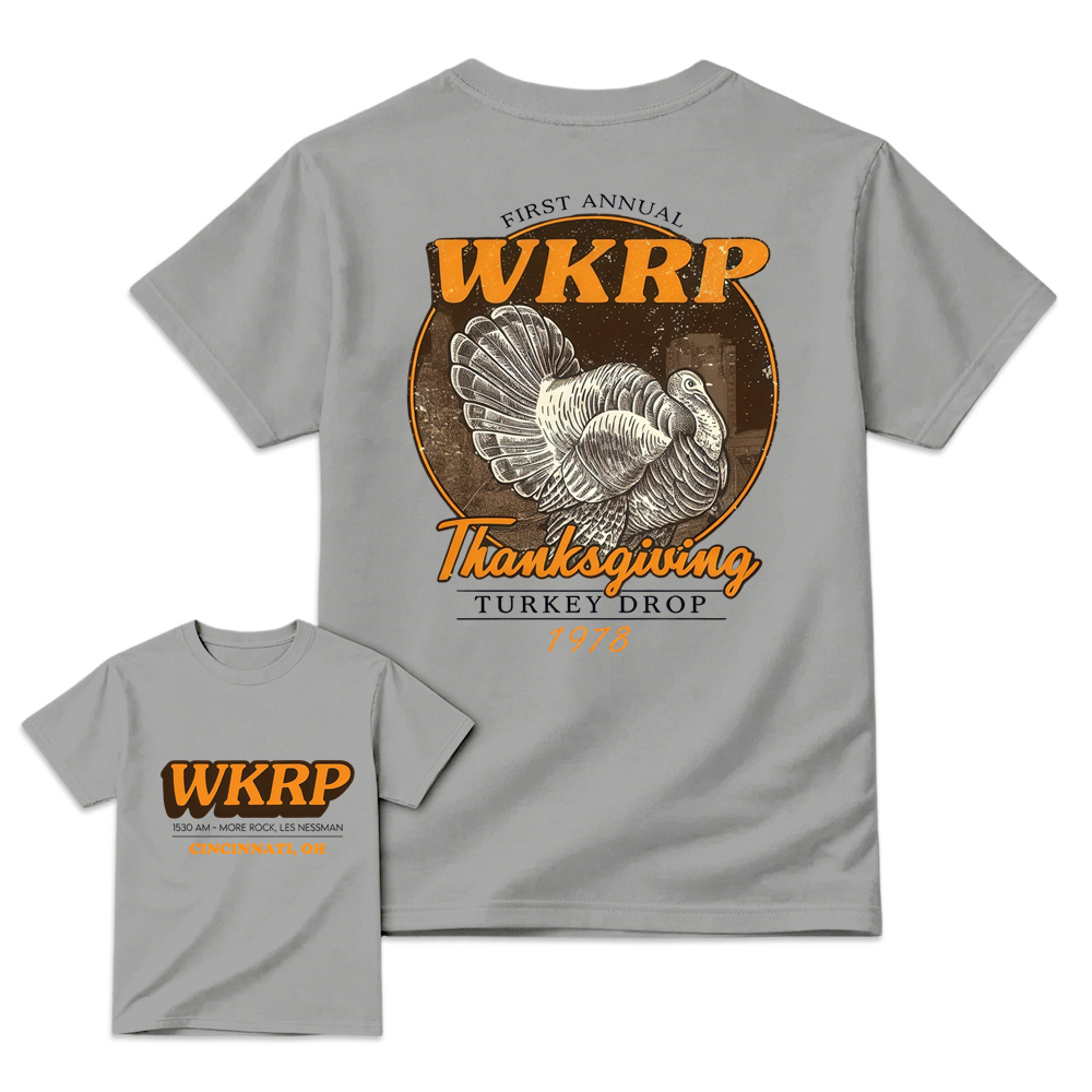 First Annual Wkrp Turkey Drop Two Sides T-shirt, Thanksgiving Wkrp  Vintage Tee, Graphic Streetwear Tee