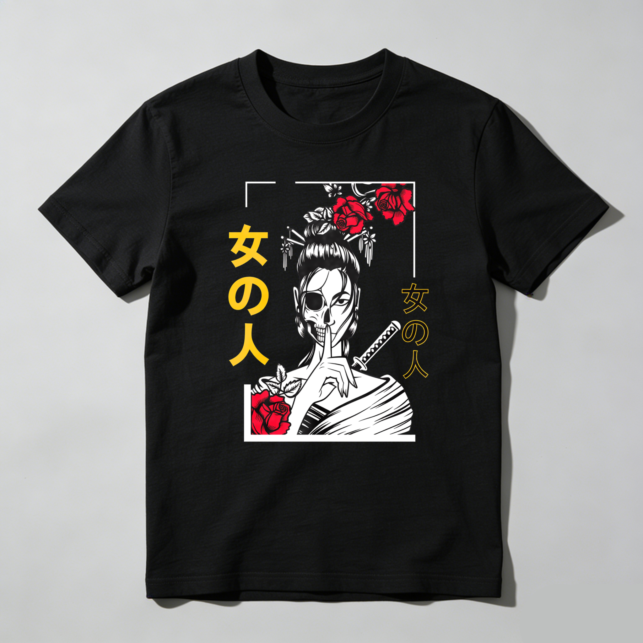 Woman With Rose And Sword Art tshirt 100% cotton