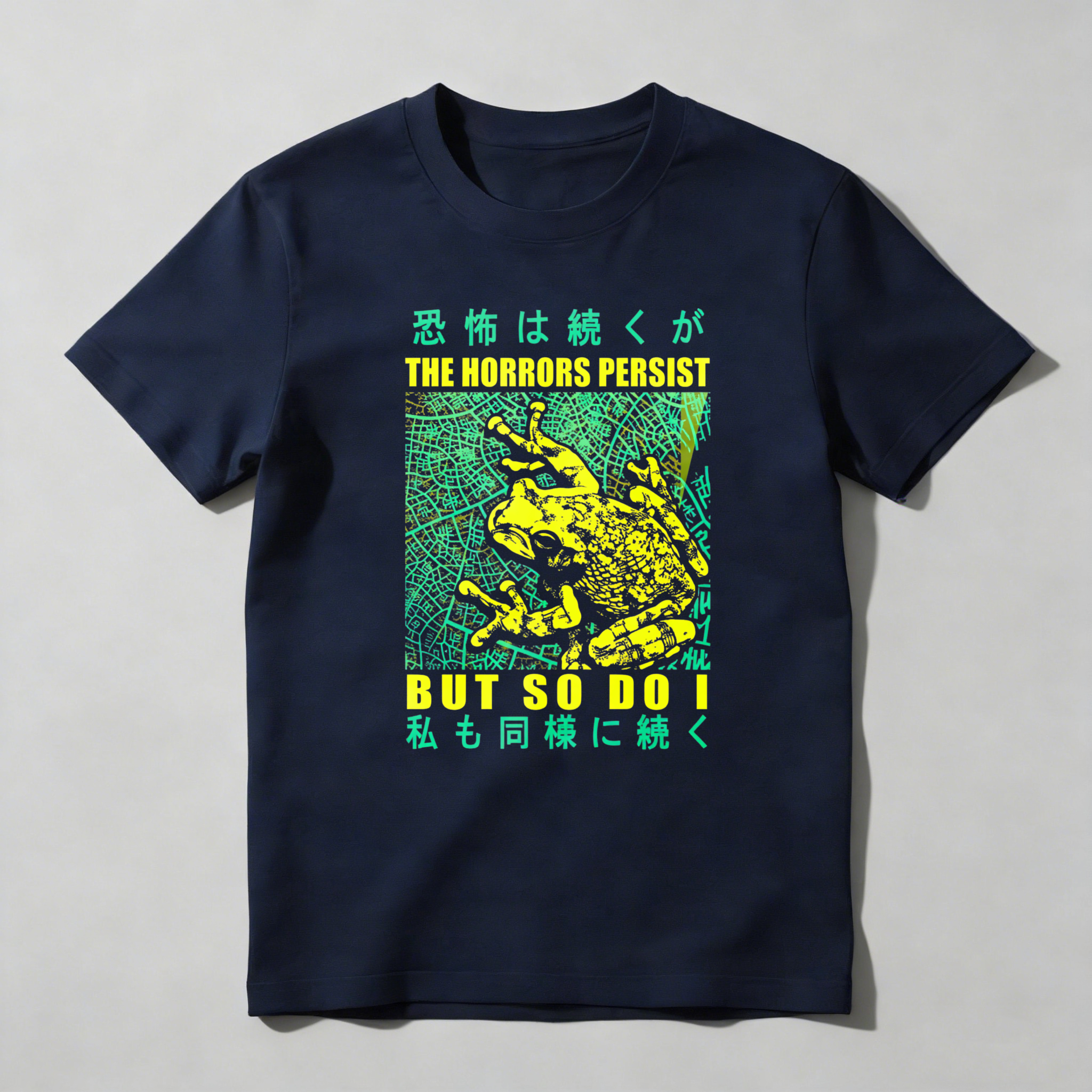 Horror Frog Map Text Design Pattern Print tshirt 100% cotton