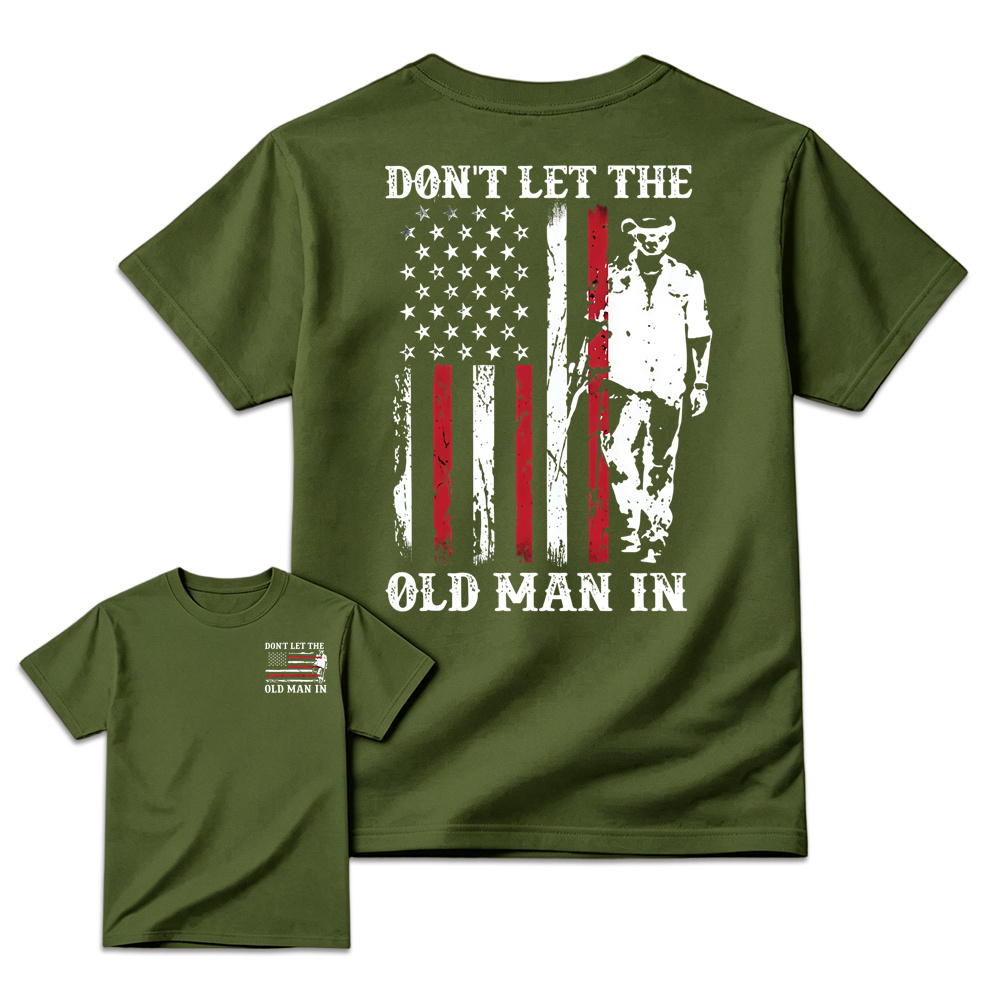 Vintage American Flag Front & Back Print Mens Graphic Tee Casual Short Sleeve Tshirt