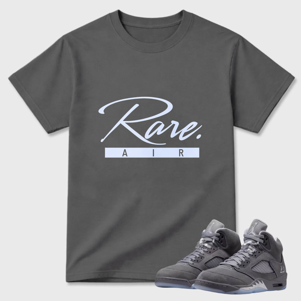 Rare Air Script Logo Print Sneaker T Shirt Matching Air Jordan 5 Wolf Grey