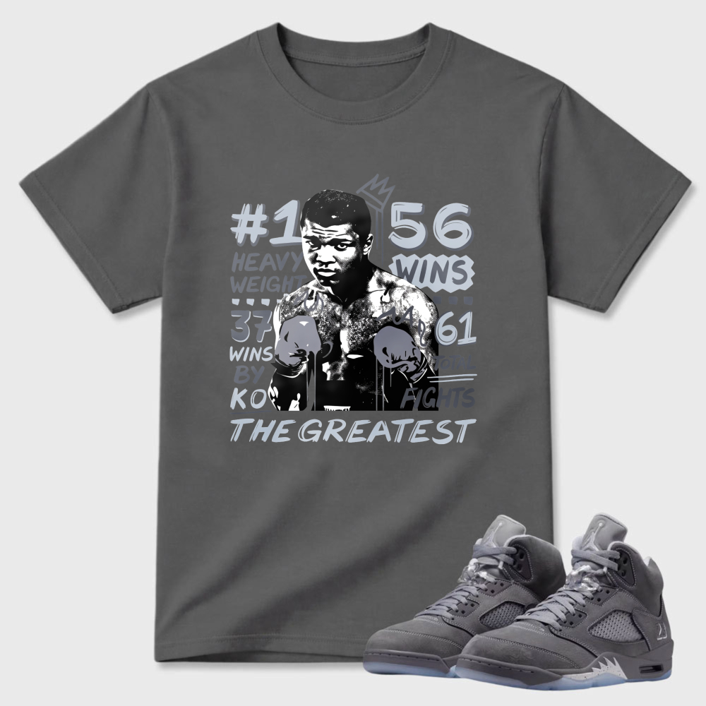 Muhammad Ali Boxing Legend Iconic Design Sneaker T Shirt Matching Air Jordan 5 Wolf Grey