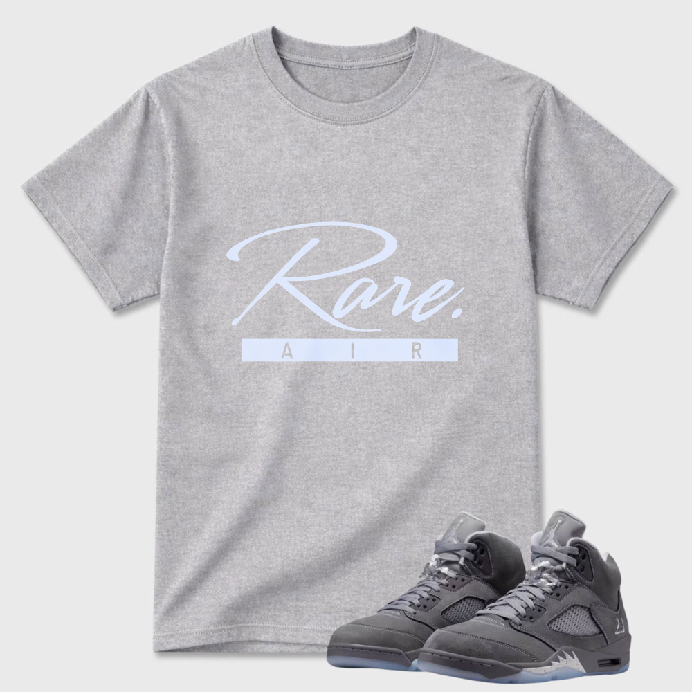 Rare Air Script Logo Print Sneaker T Shirt Matching Air Jordan 5 Wolf Grey