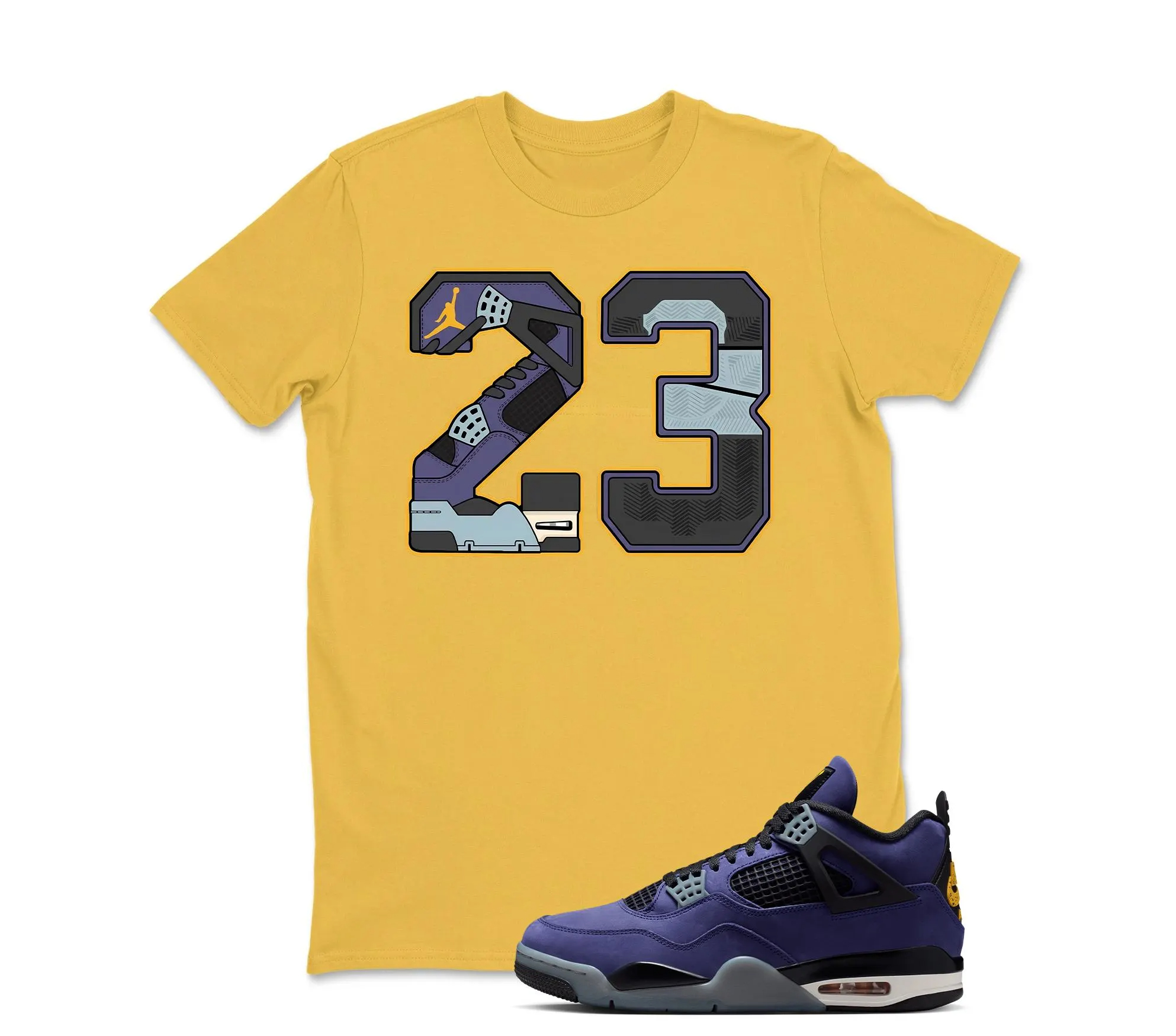 Number 23 Jordan 4 Lakeshow Sneaker Match Shirt