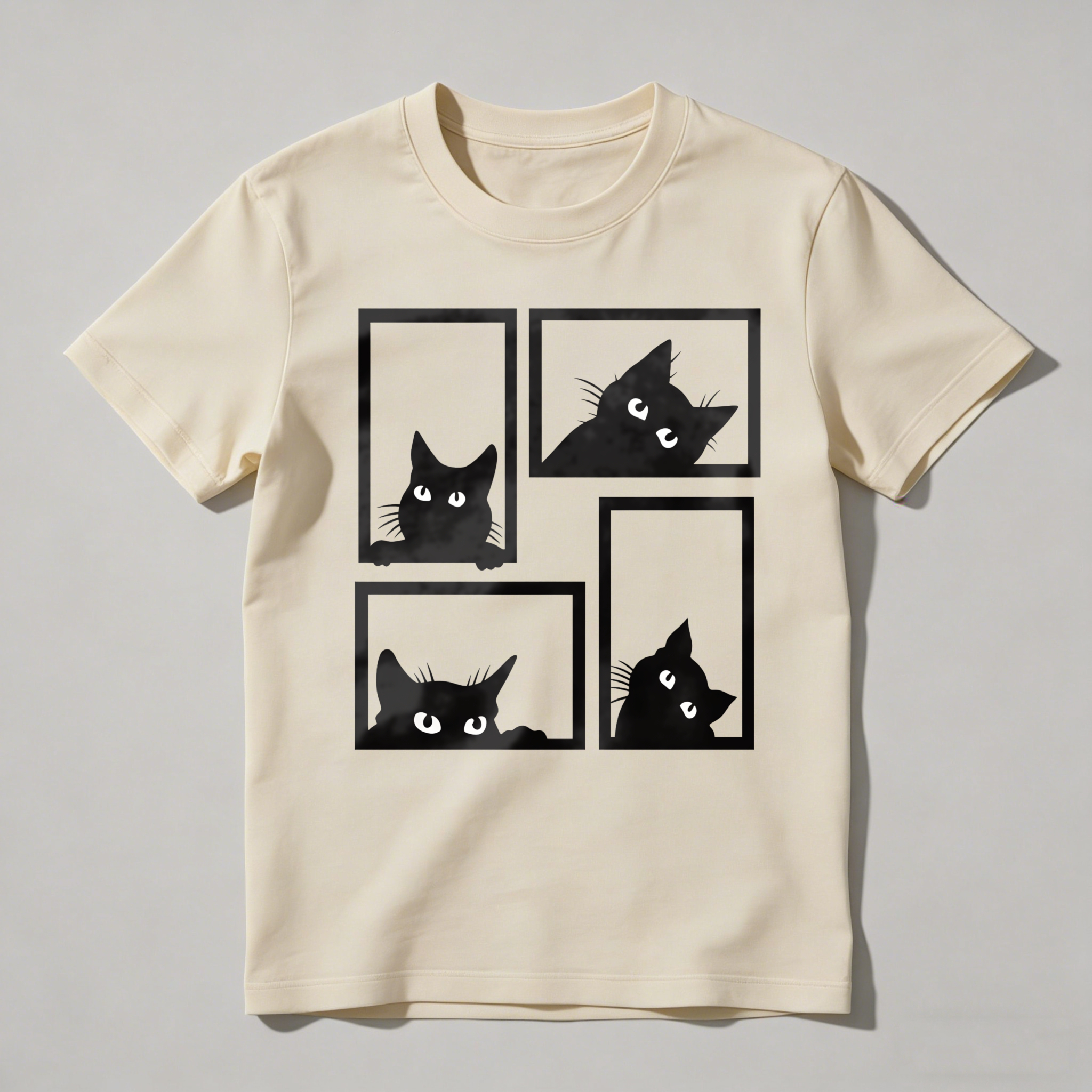 Four White Cats In Frames tshirt 100% cotton