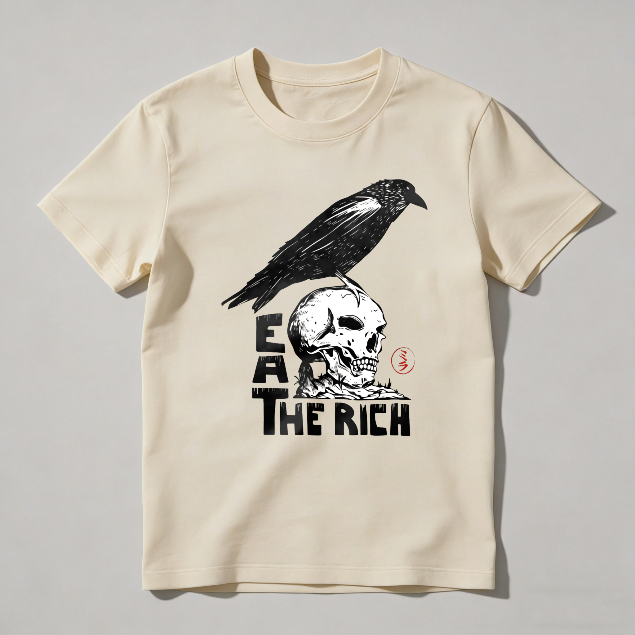 Skull With Comet And Text Pattern tshirt 100% cotton