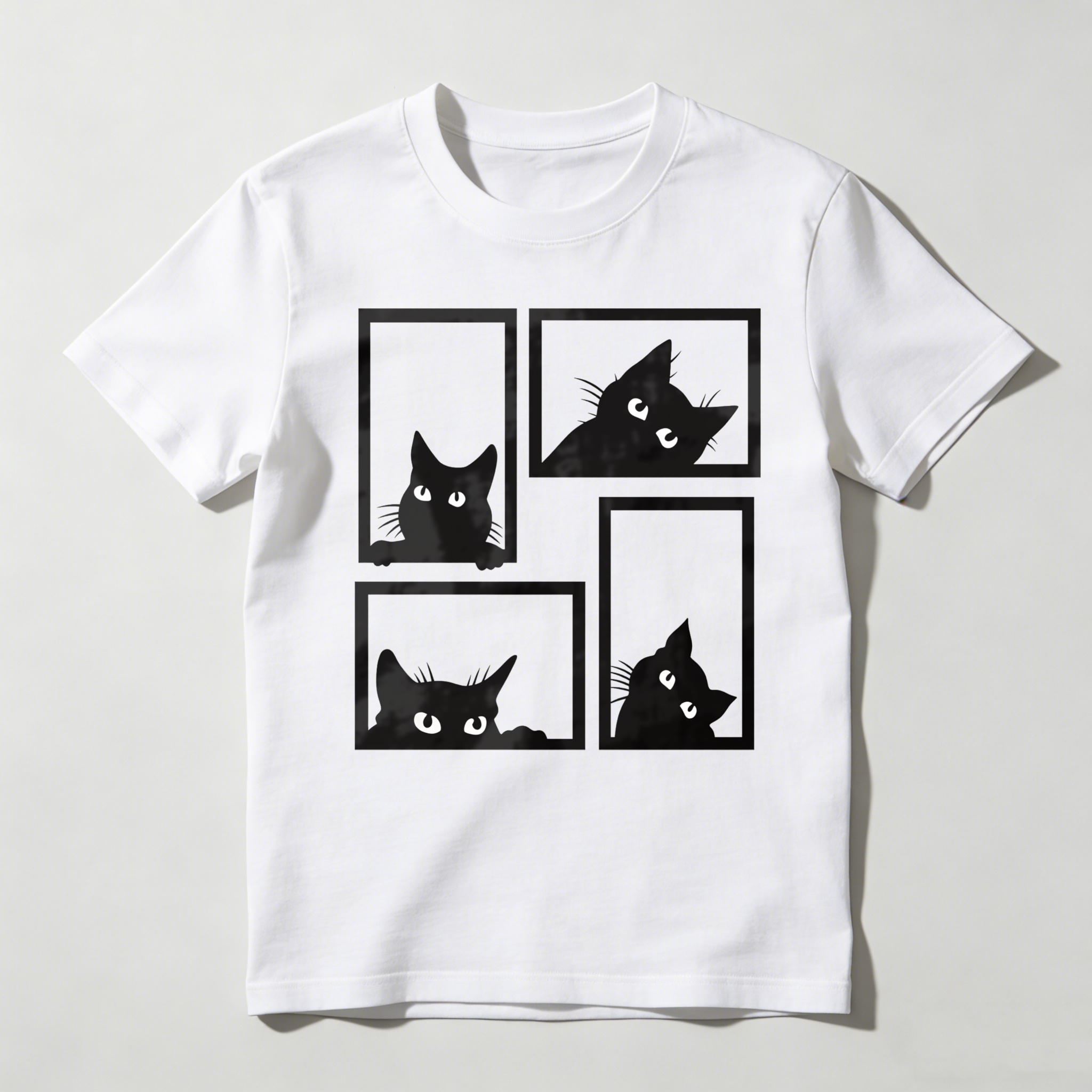 Four White Cats In Frames tshirt 100% cotton
