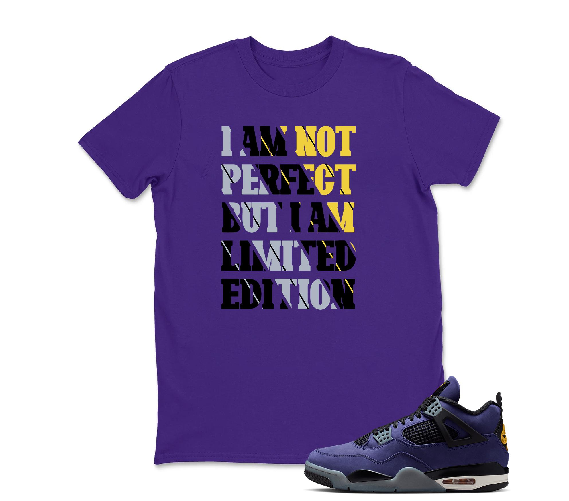 I Am Not Perfect Sneaker Shirt Black to Match Jordan 4 Imperial Purple