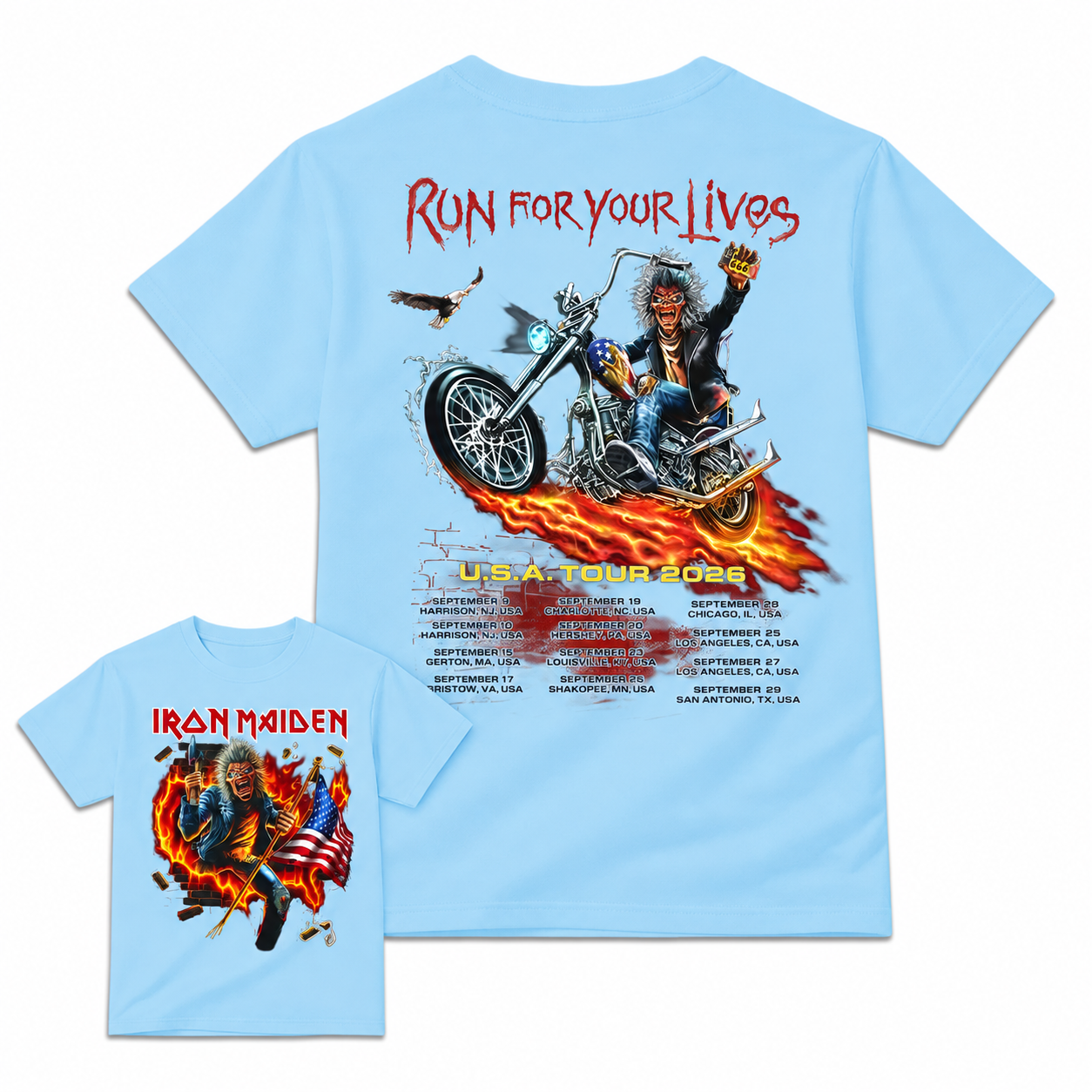 2026 "Run For Your Lives" Heavy Metal Biker Graphic Music T-Shirt