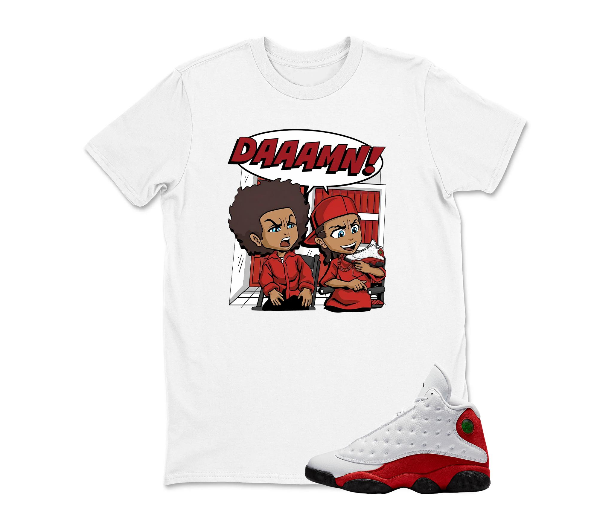 Daaamn- Jordan 13 OG Chicago Red/White Matching T shirt White