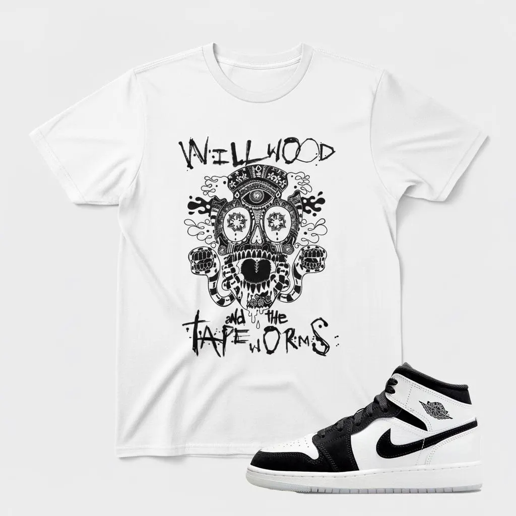 Sneaker Match T-Shirt – Dark Occult Street Art, "Wellwood and the Tape Worms"