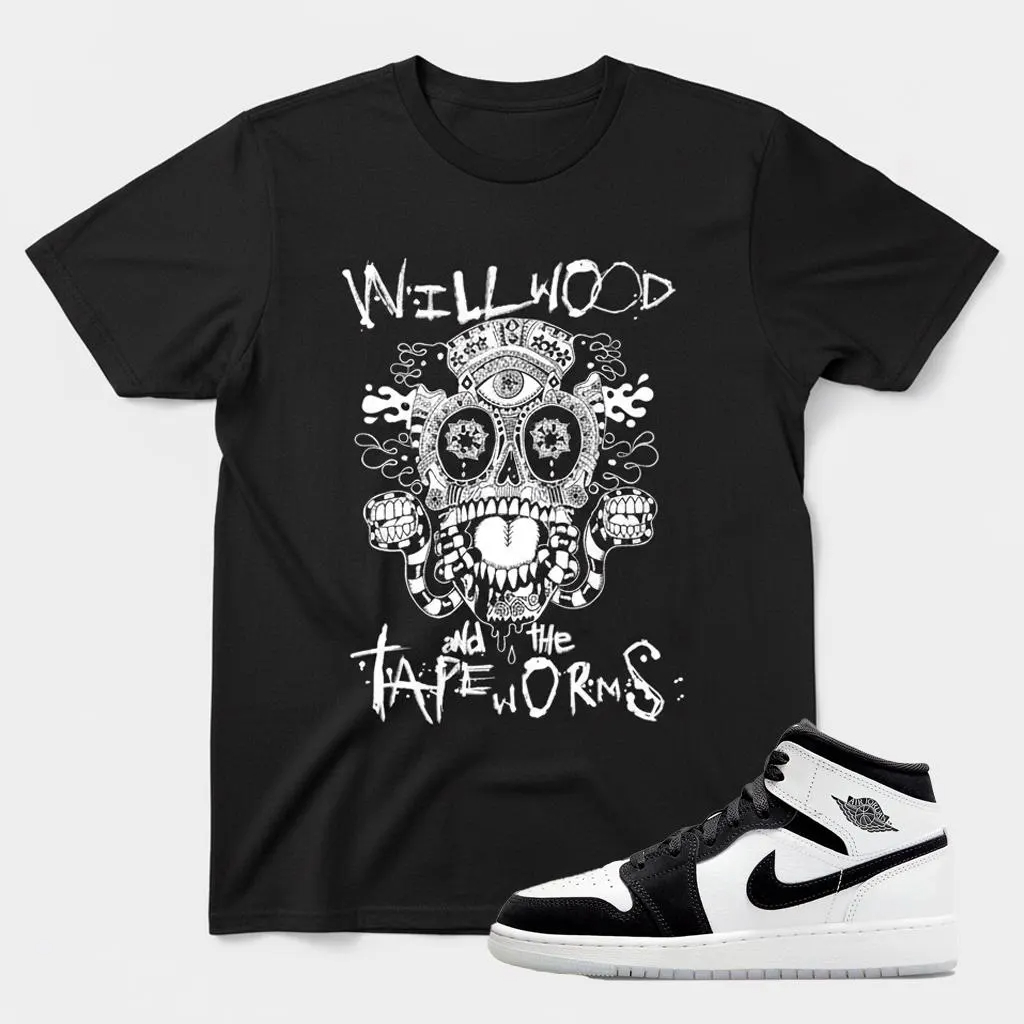 Sneaker Match T-Shirt – Dark Occult Street Art, "Wellwood and the Tape Worms"