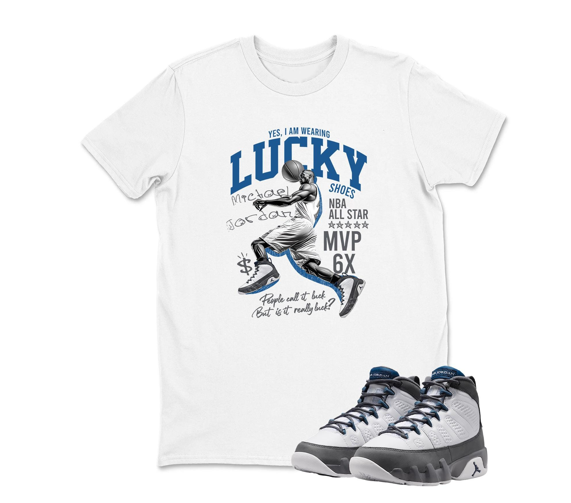 Lucky Player Jordan 9 FLINT GREY Matching Sneaker T Shirt