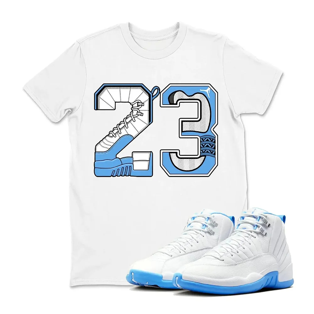 Number 23 Shirt to match the Jordan 12 Melo University blue