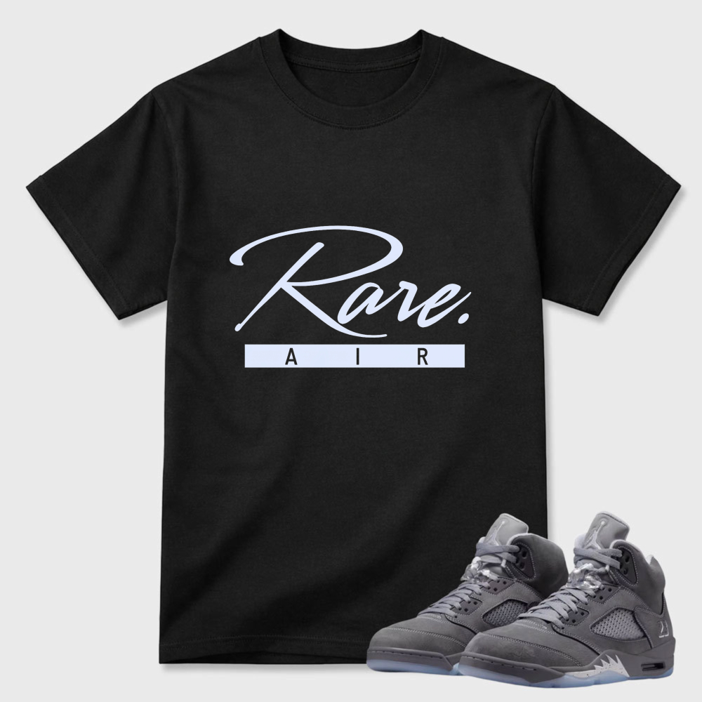Rare Air Script Logo Print Sneaker T Shirt Matching Air Jordan 5 Wolf Grey
