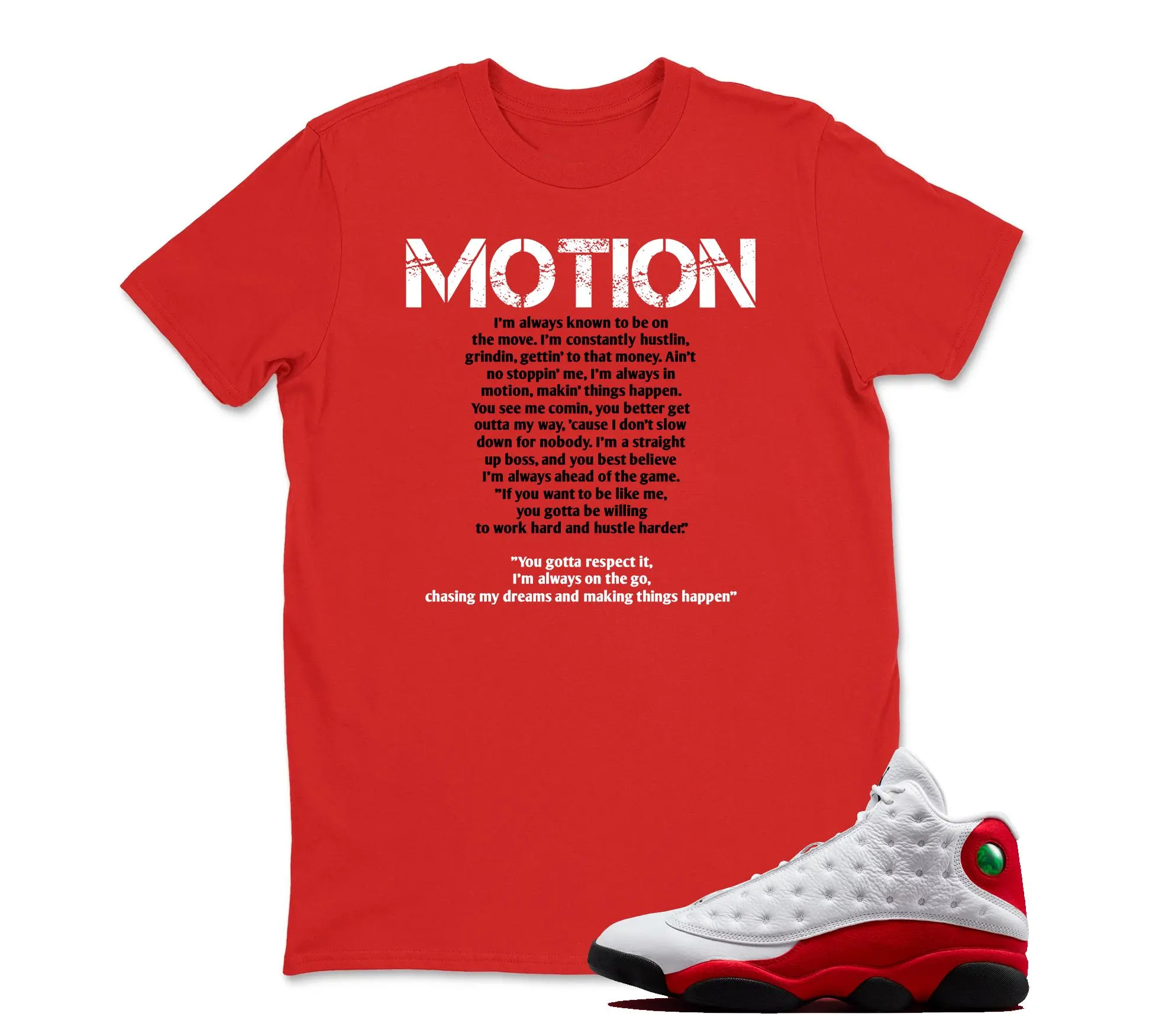 Motion T-Shirt Matching Jordan 13 OG Chicago Red/White