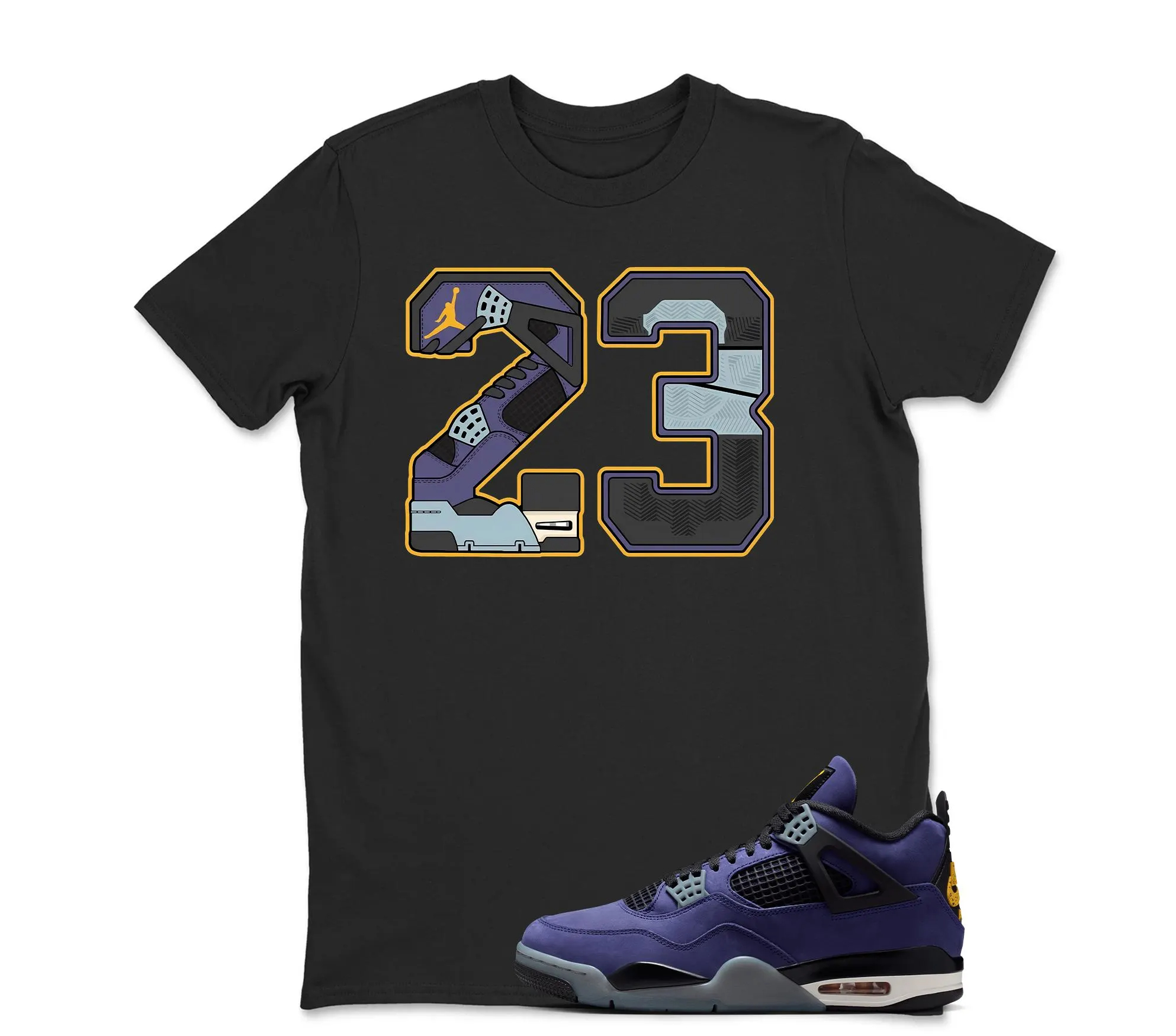 Number 23 Jordan 4 Lakeshow Sneaker Match Shirt