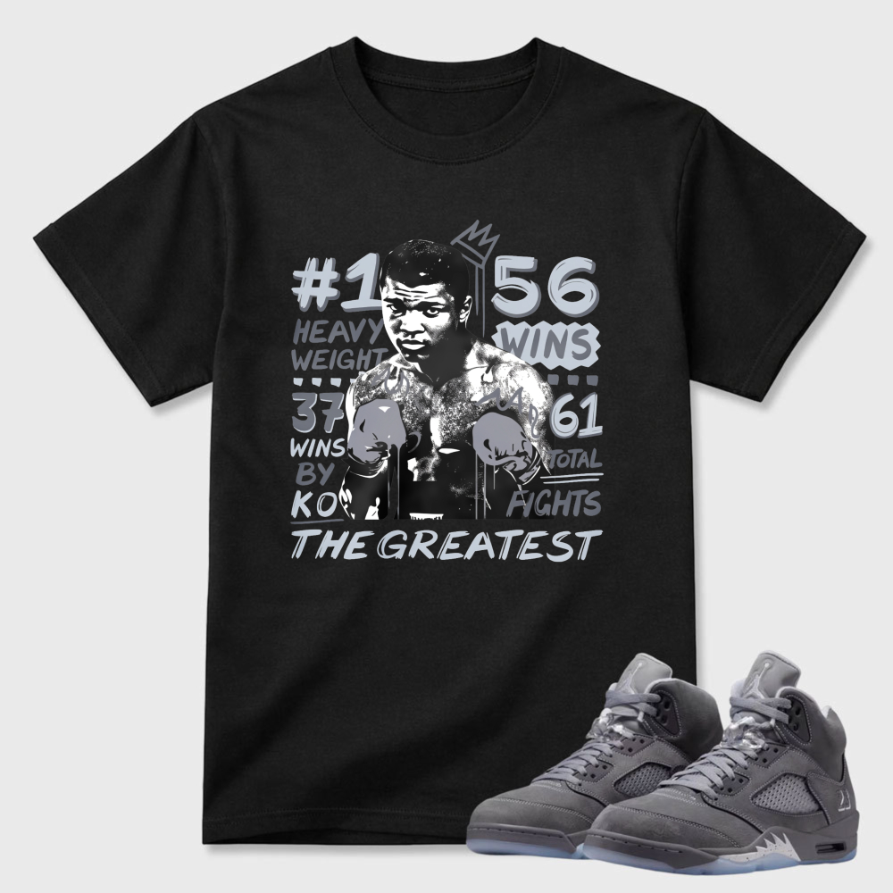 Muhammad Ali Boxing Legend Iconic Design Sneaker T Shirt Matching Air Jordan 5 Wolf Grey