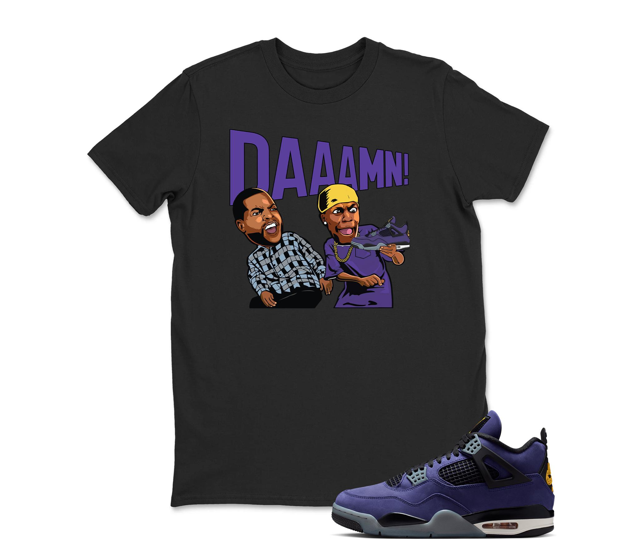Damn Meme Friday Sneaker Shirt Black to Match Jordan 4 Imperial Purple