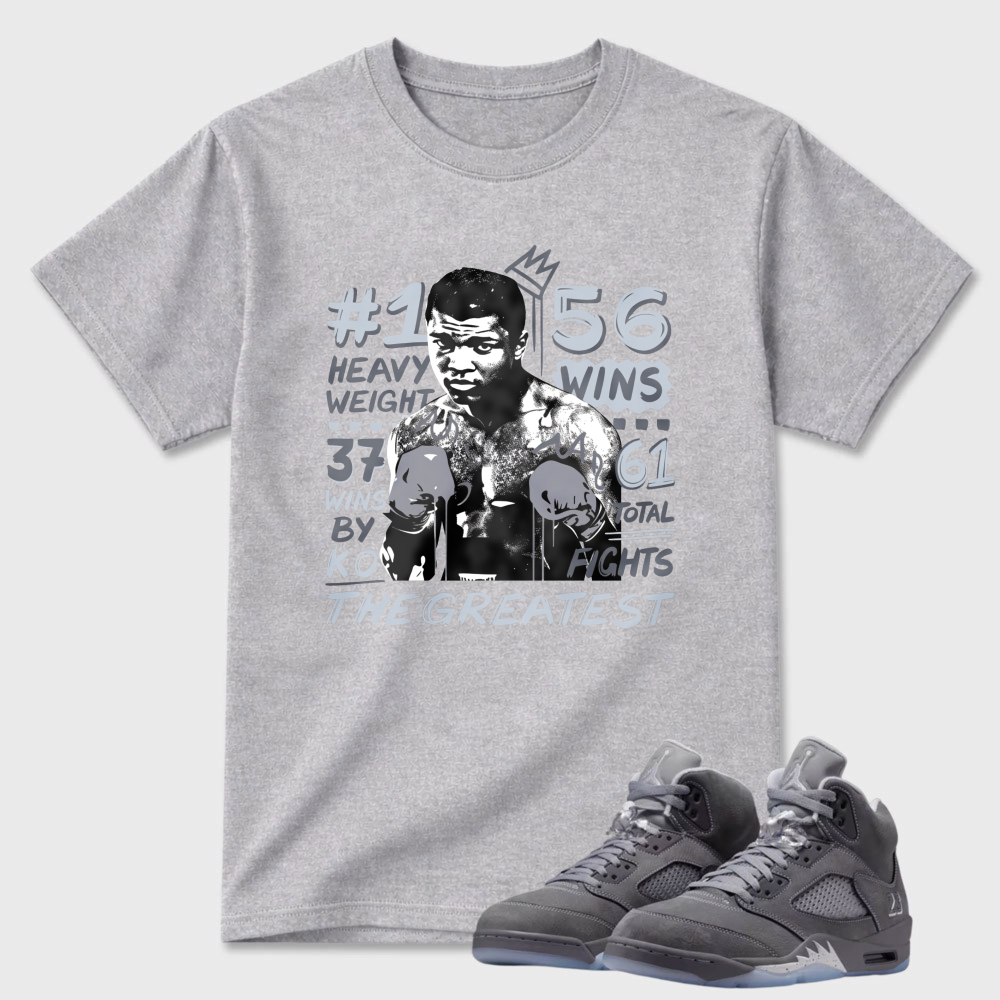 Muhammad Ali Boxing Legend Iconic Design Sneaker T Shirt Matching Air Jordan 5 Wolf Grey