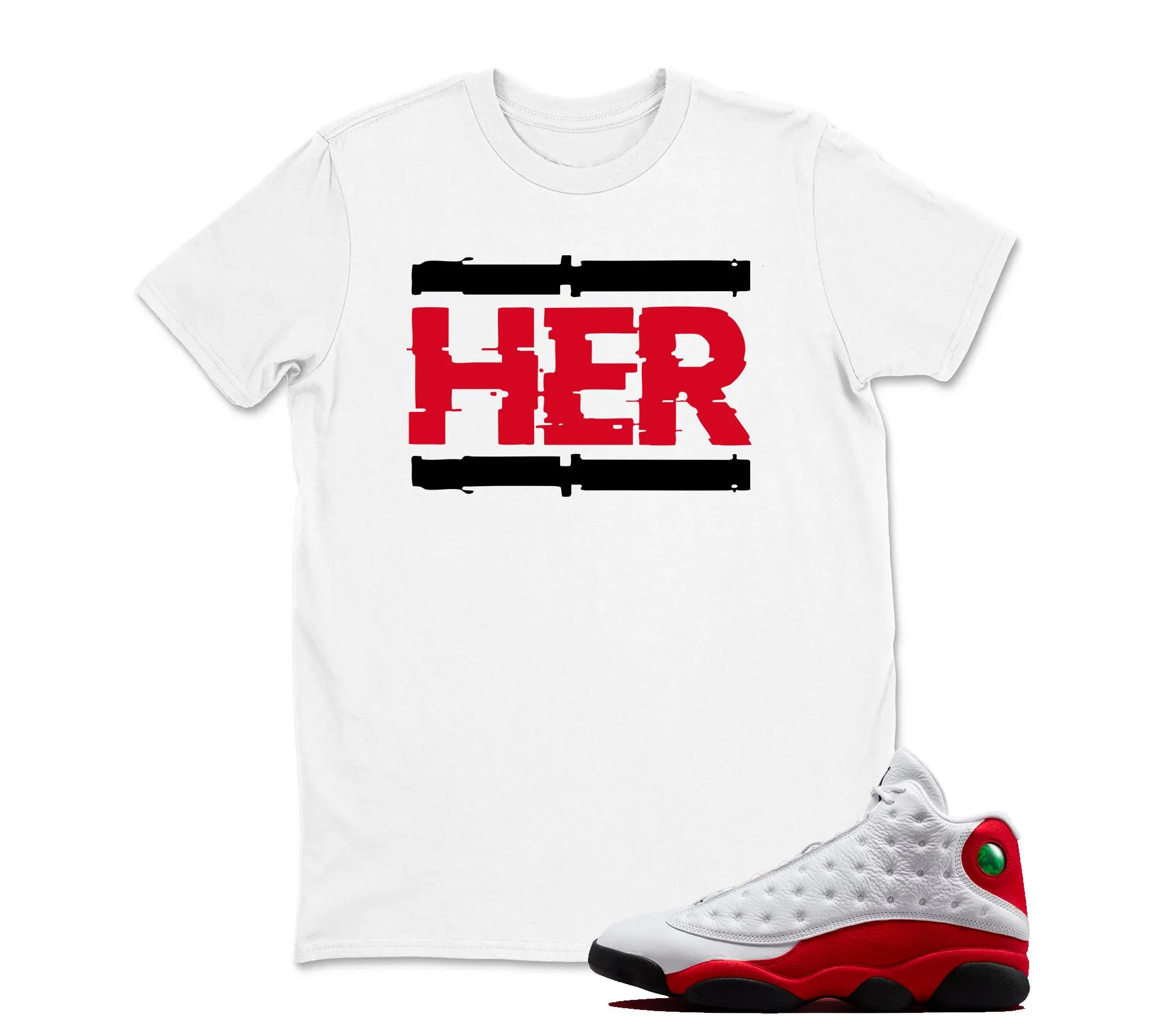 HER T-Shirt Matching Jordan 13 OG Chicago Red/White