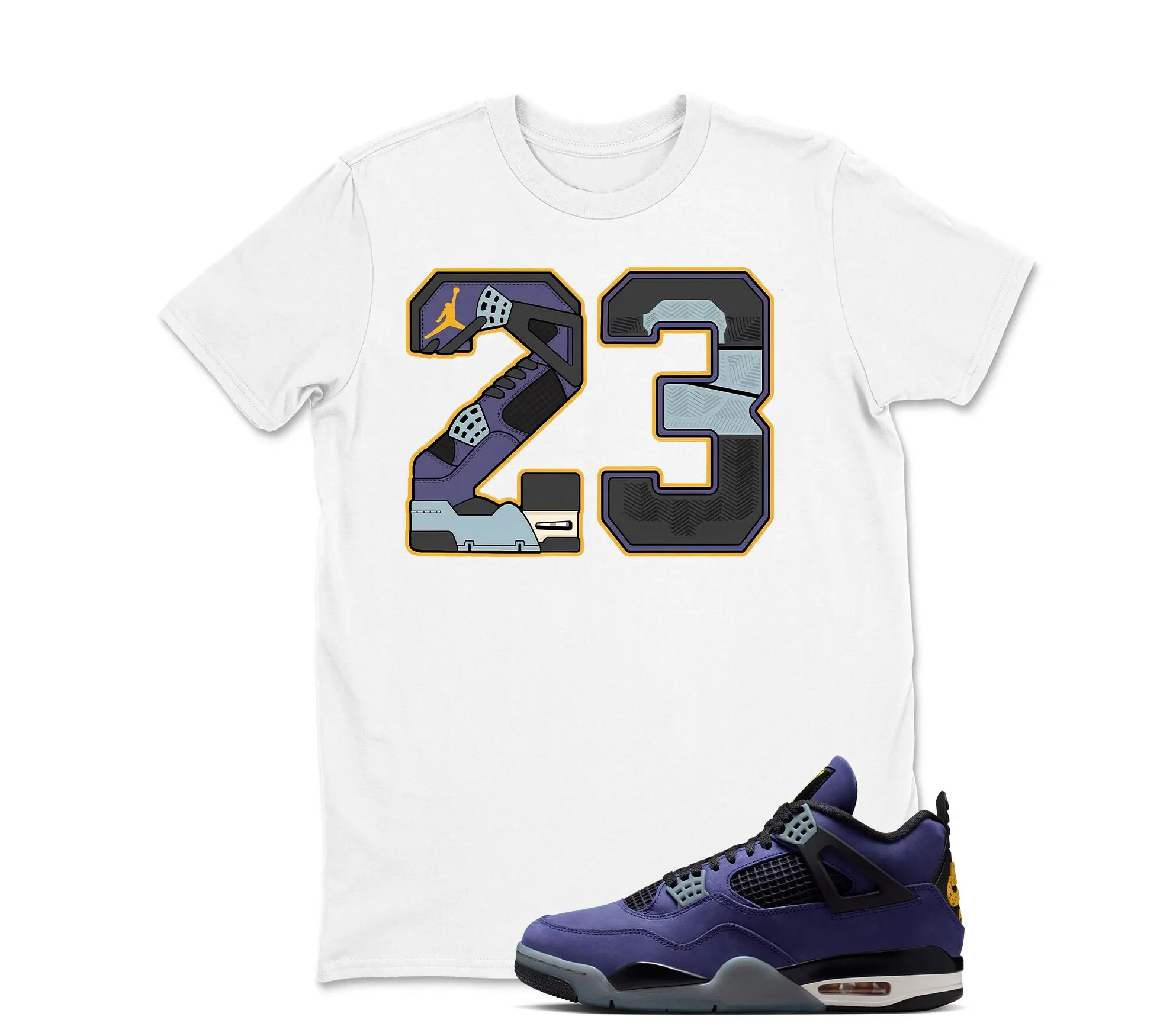 Number 23 Jordan 4 Lakeshow Sneaker Match Shirt