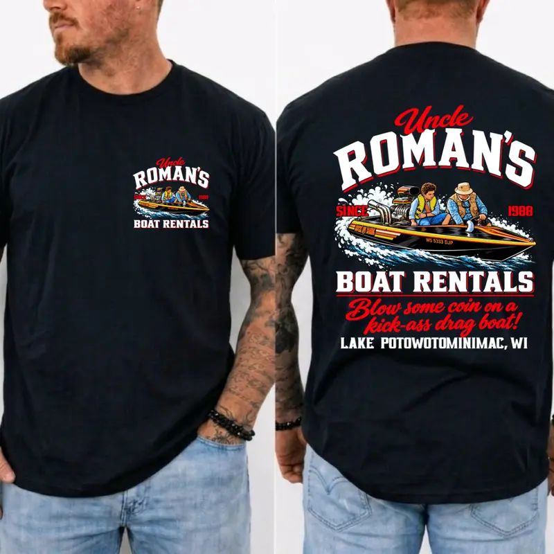 Uncl3 R0m4n's Boat Rentals T-Shirt, 1988 Retro Comedy Graphic Tee