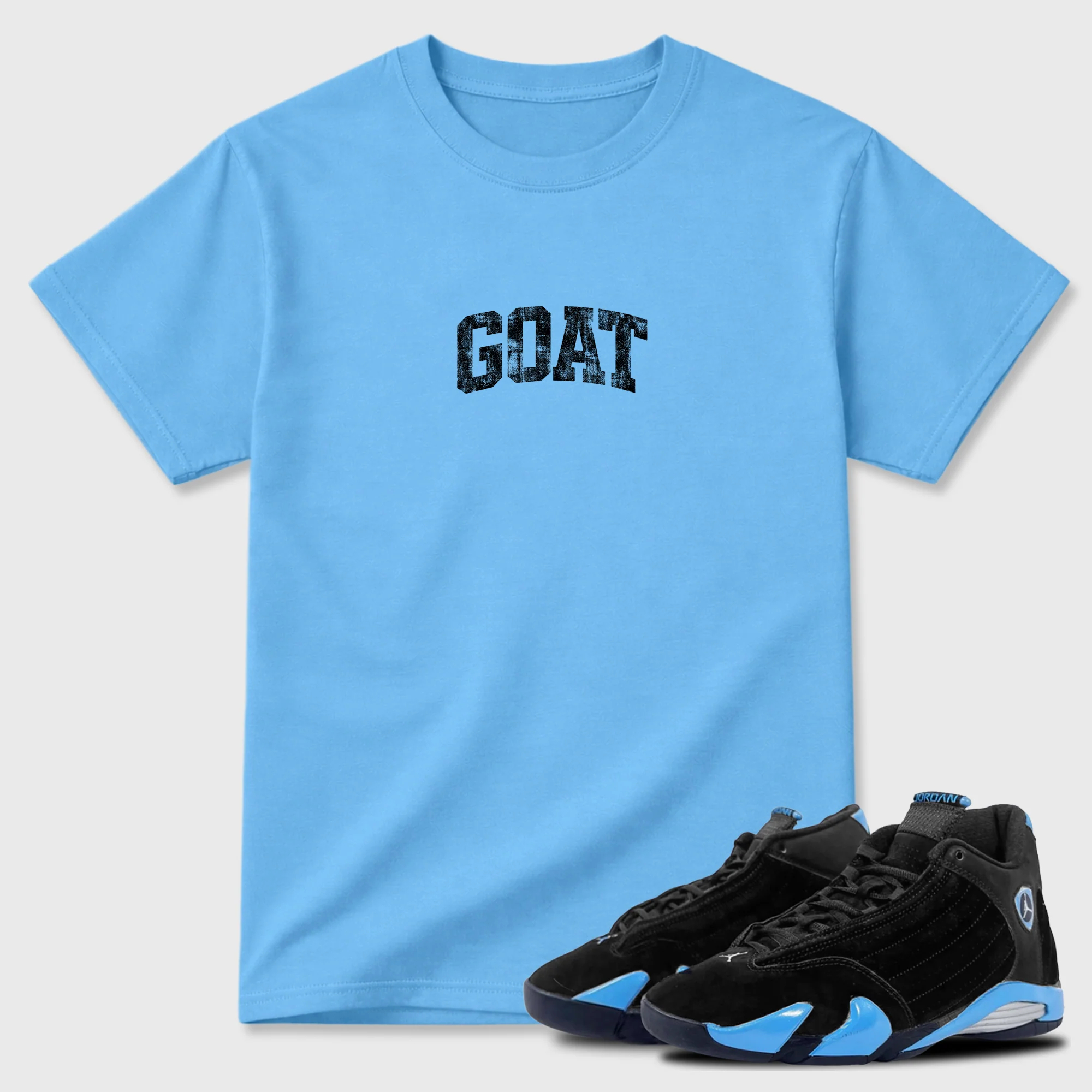 Vintage Goat Theme Sneaker Tees - Air Jordan 14 University Blue