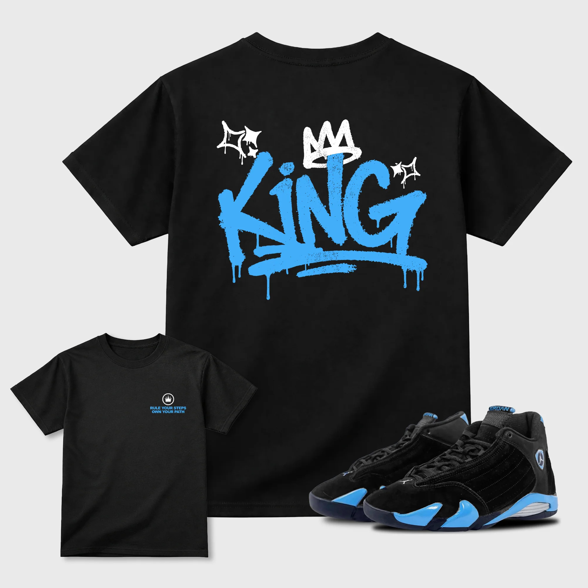 King Graffiti Sneaker Tees - Air Jordan 14 University Blue