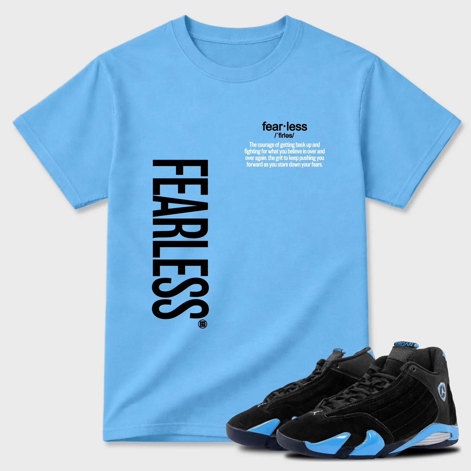 Fearless Definition Sneaker Tees - Air Jordan 14 University Blue
