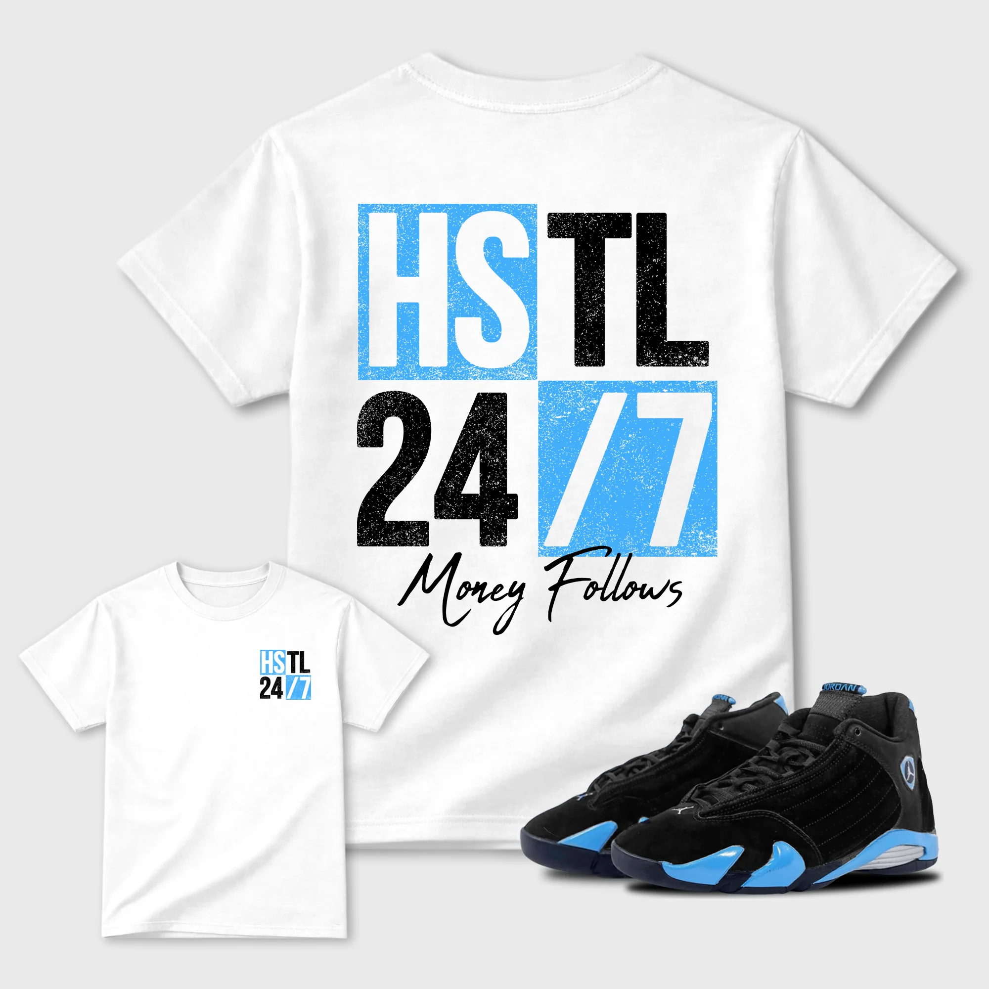 Hustle 247 Sneaker Tees - Air Jordan 14 University Blue