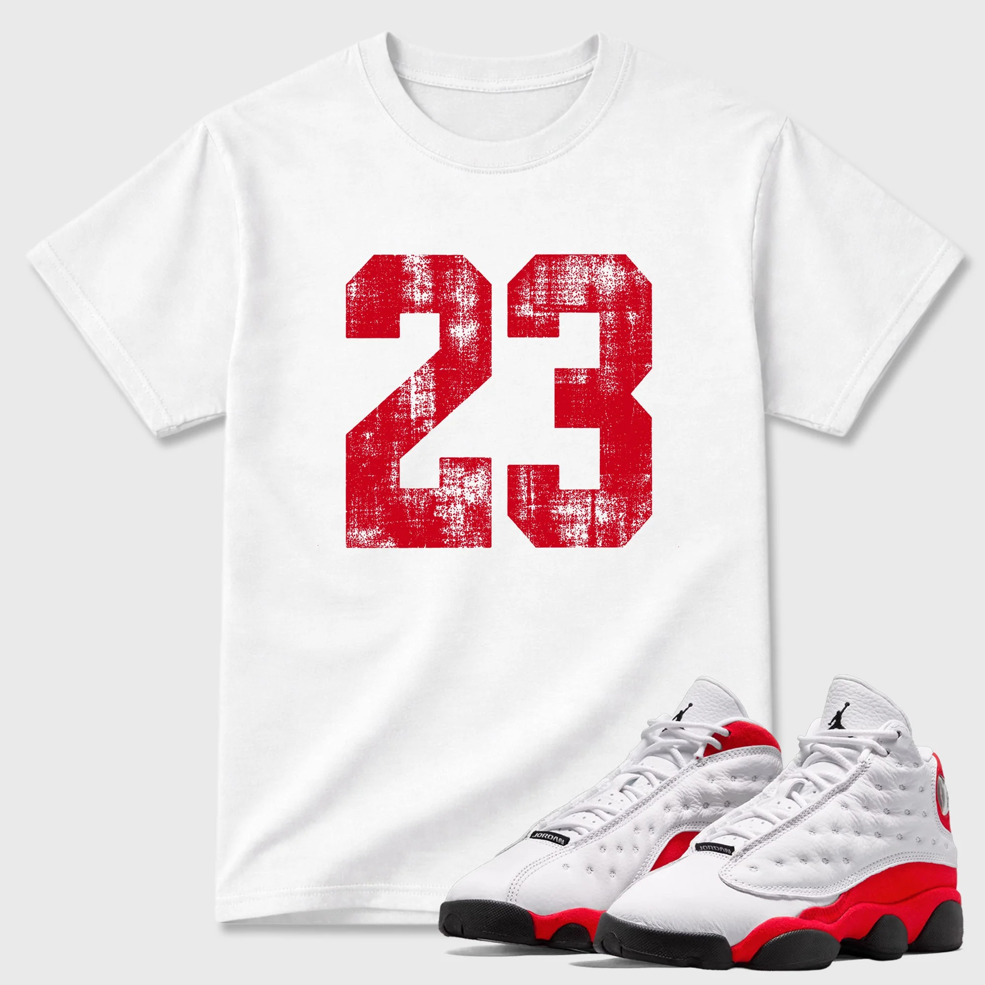 Number 23 Theme Sneaker Tees - Air Jordan 13 University Red