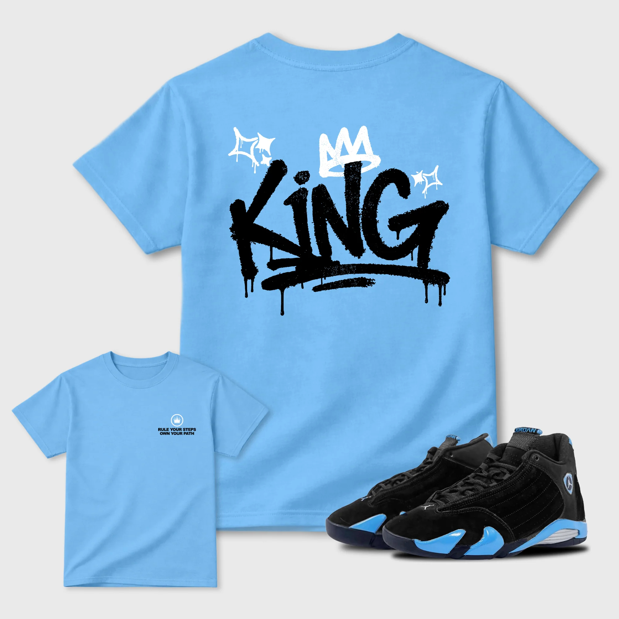 King Graffiti Sneaker Tees - Air Jordan 14 University Blue