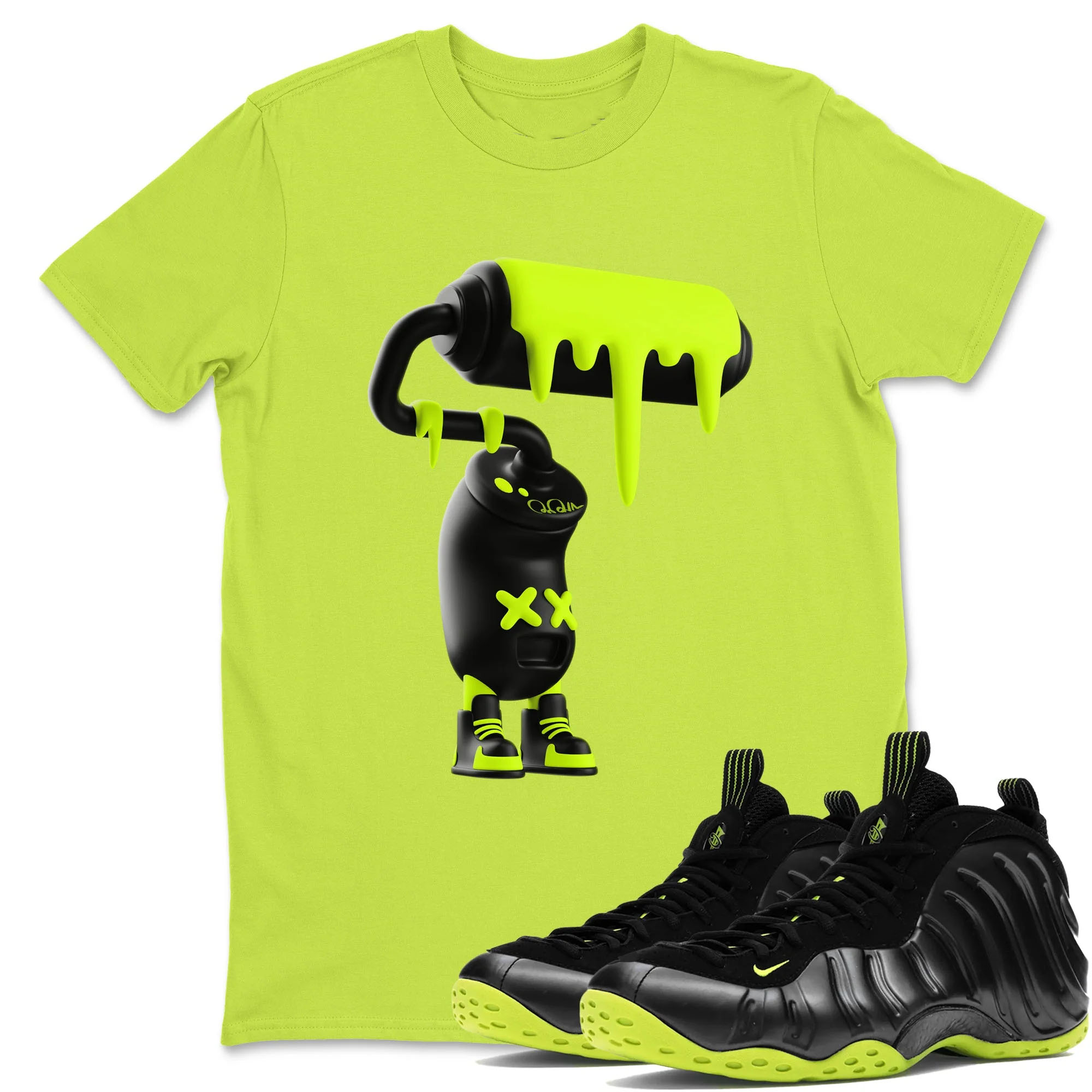 3D Paint Roller Sneaker Tees - Air Foamposite One Black Volt