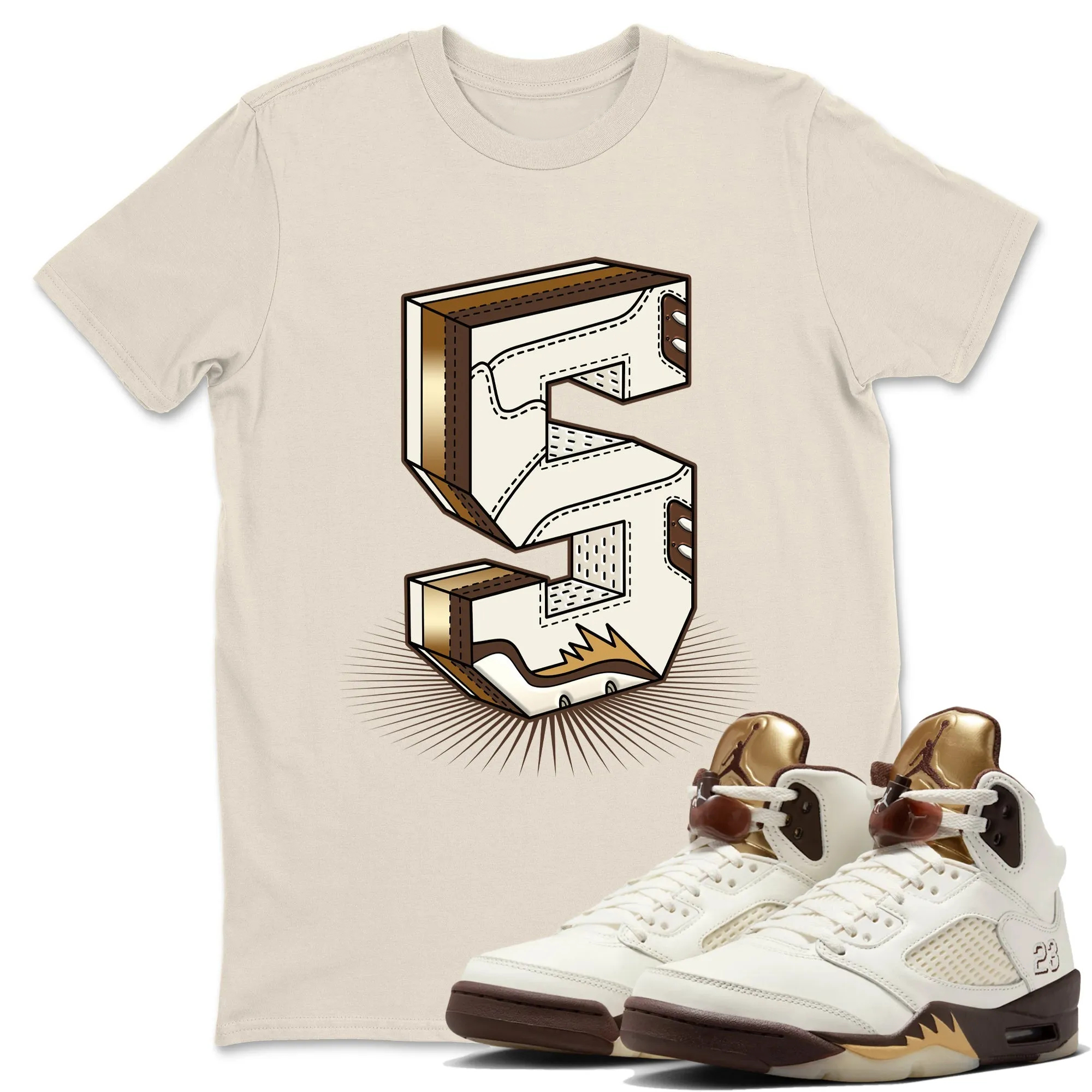 Number Statue Sneaker Tees - Air Jordan 5 Golden Ticket
