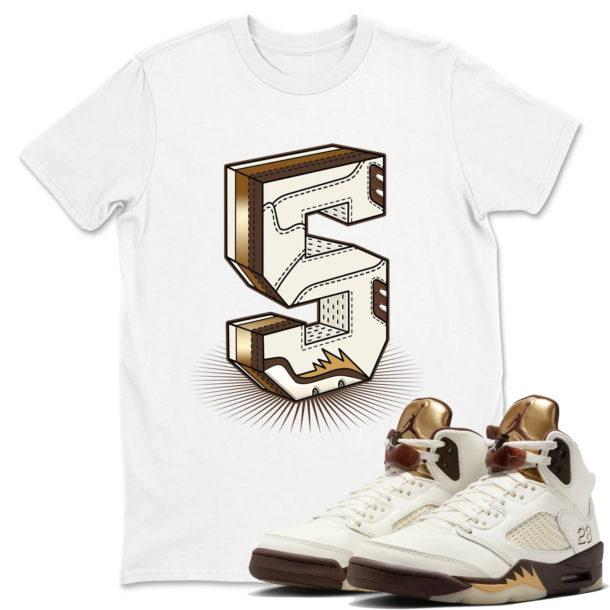 Number Statue Sneaker Tees - Air Jordan 5 Golden Ticket