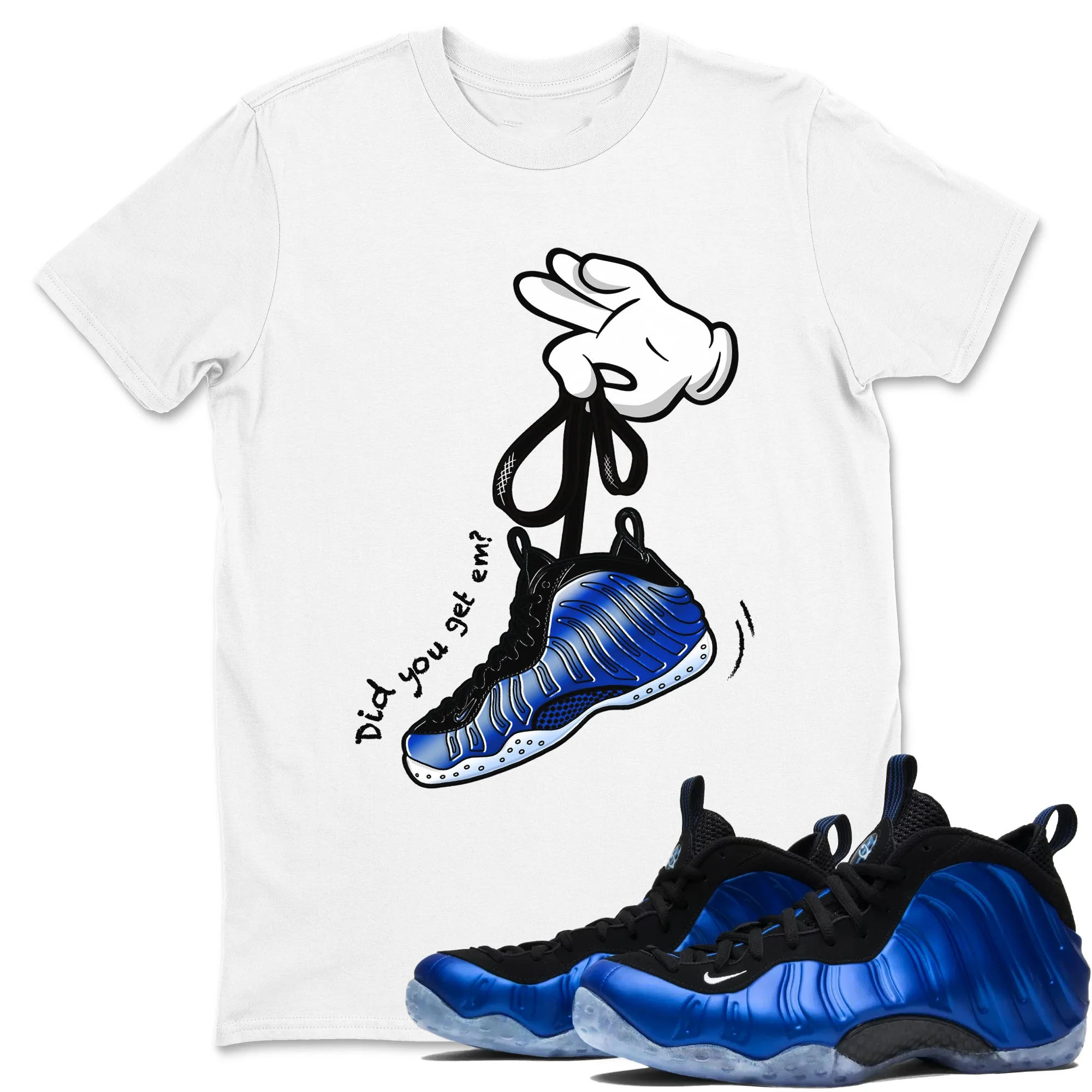 Cartoon Hands Sneaker Tees - Air Foamposite One Royal
