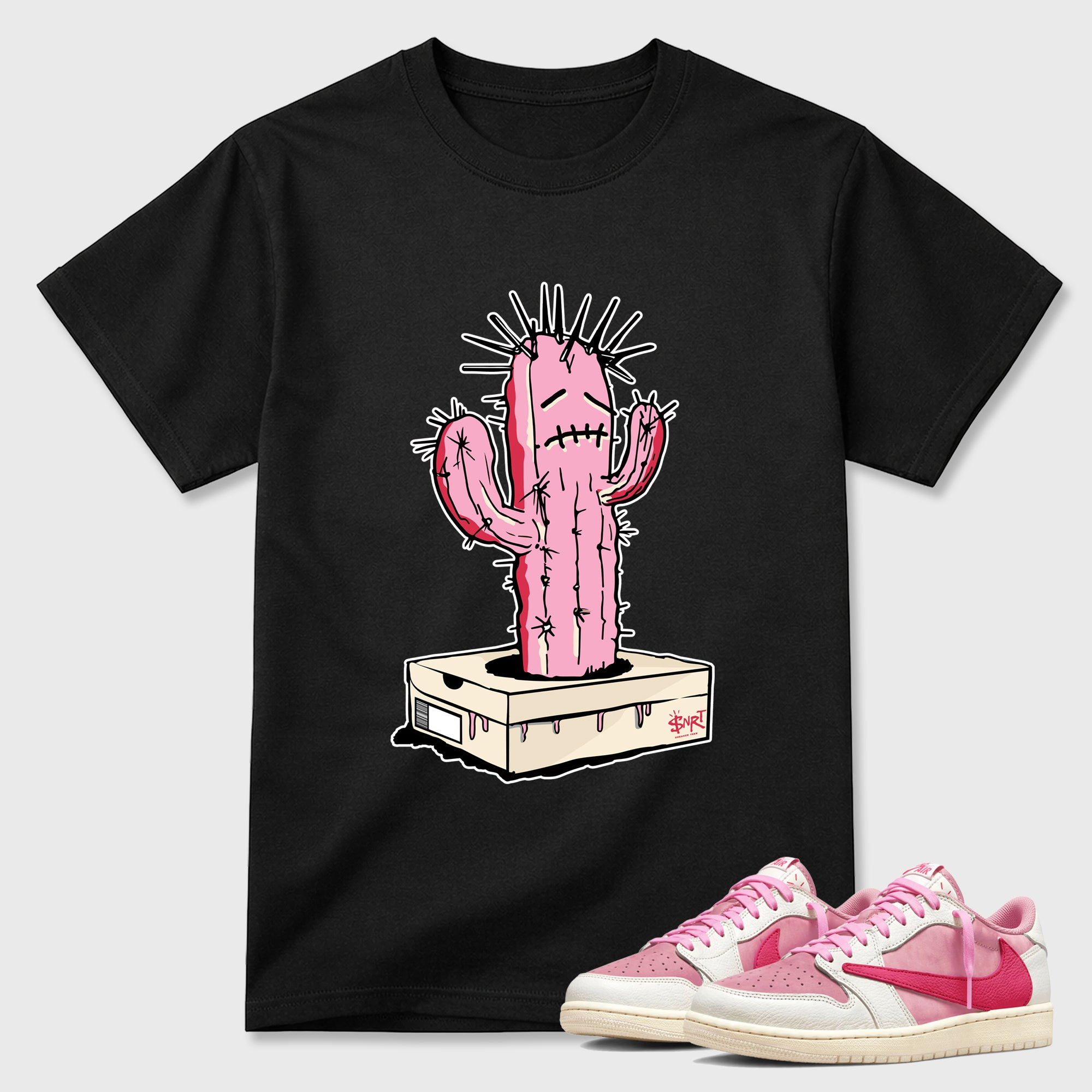 Sneaker Box Cactus Sneaker Tees - Air Jordan 1 Travis Scott Tropical Pink