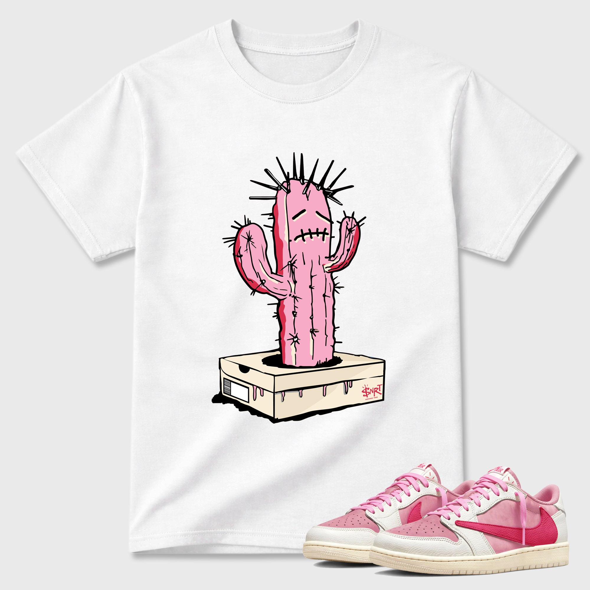 Sneaker Box Cactus Sneaker Tees - Air Jordan 1 Travis Scott Tropical Pink