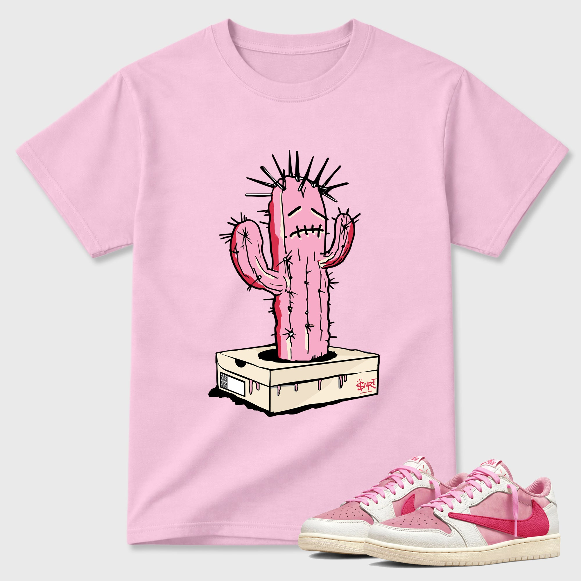 Sneaker Box Cactus Sneaker Tees - Air Jordan 1 Travis Scott Tropical Pink
