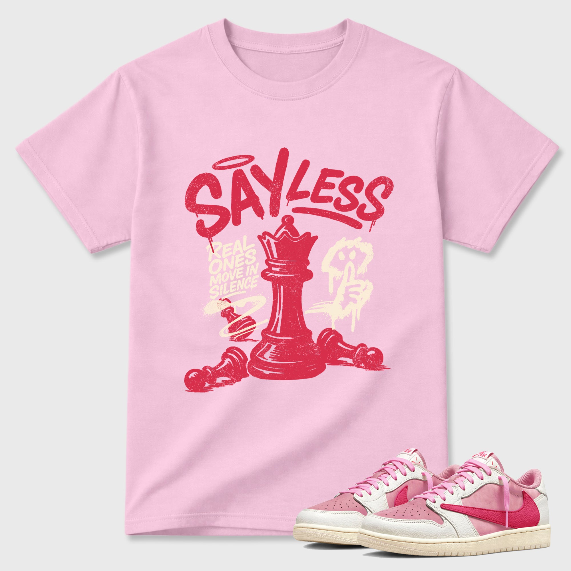 Say Less  Sneaker Tees - Air Jordan 1 Travis Scott Tropical Pink