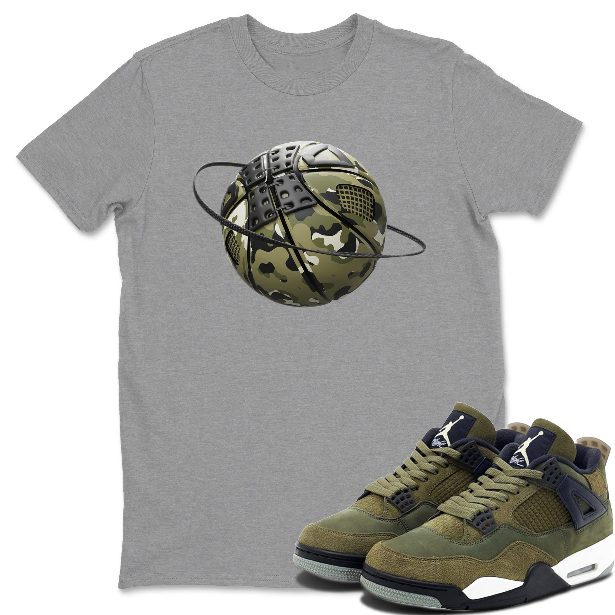 Camo Basketball Planet Sneaker Tee - Air Jordan 4 Medium Olive