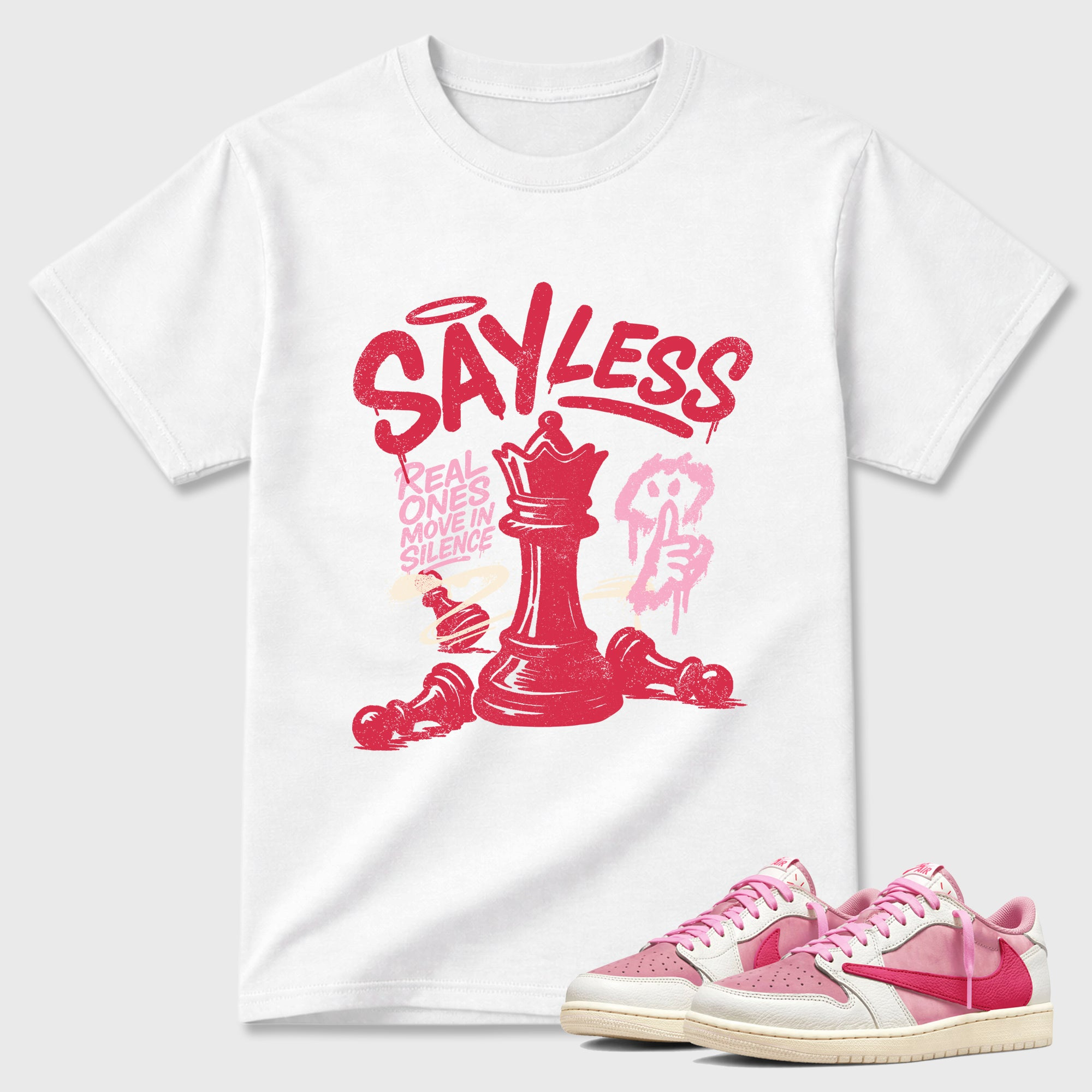Say Less  Sneaker Tees - Air Jordan 1 Travis Scott Tropical Pink