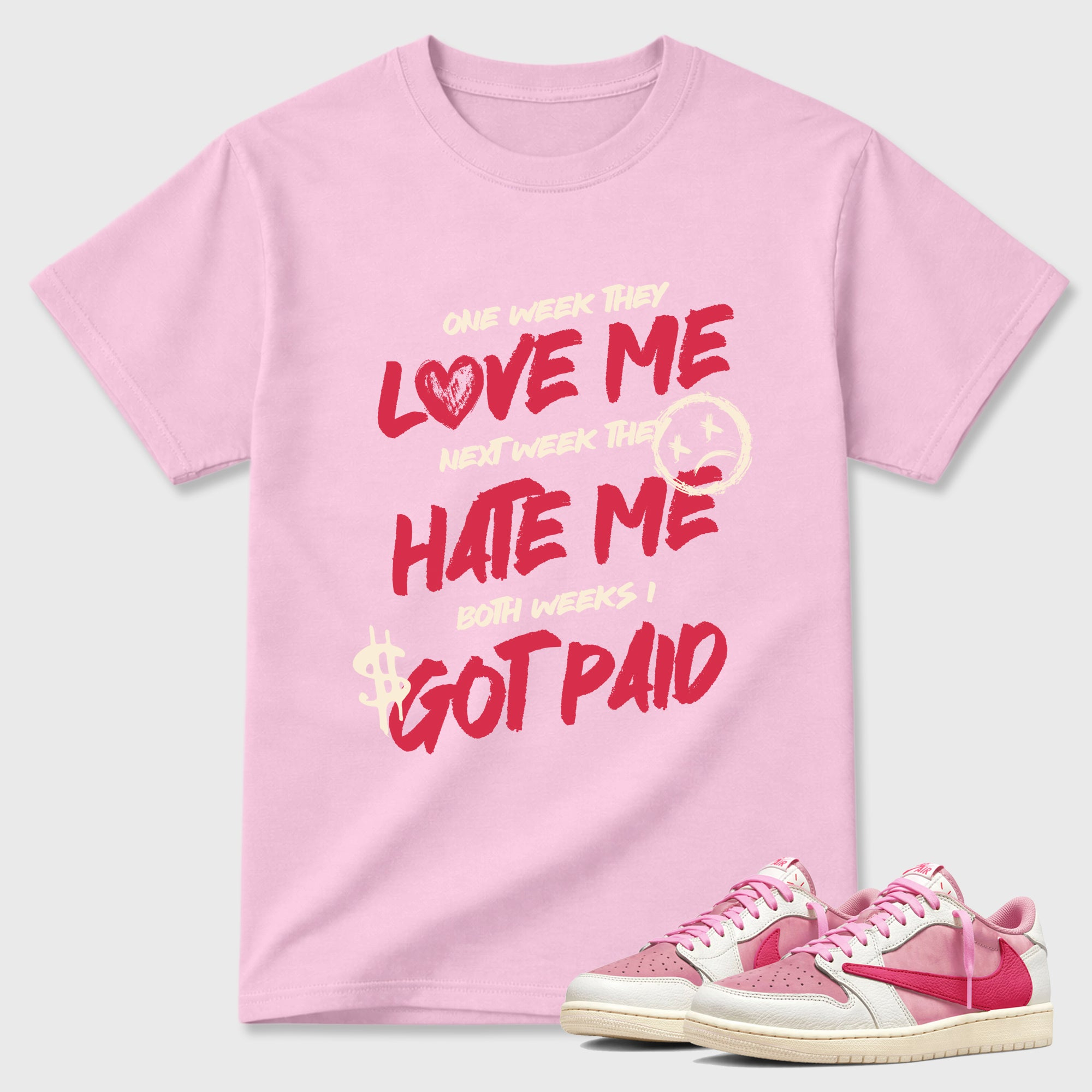 I Got Paid  Sneaker Tees - Air Jordan 1 Travis Scott Tropical Pink