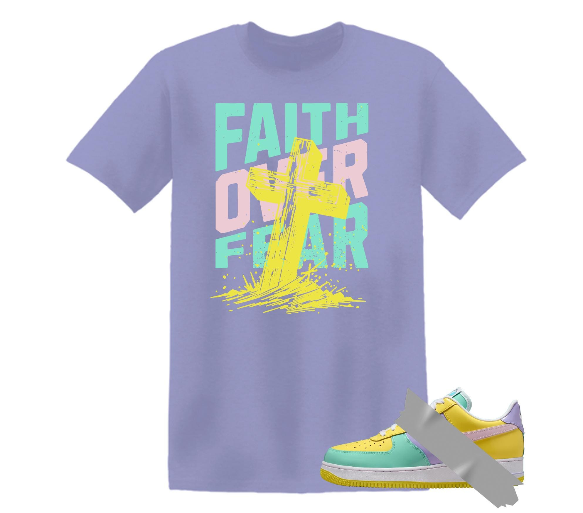 Faith Over Fear Dunk Air Force 1 Emerald Rise Yellow Pulse Hydrangeas Mint Pink Foam 2026 Low T Shirt