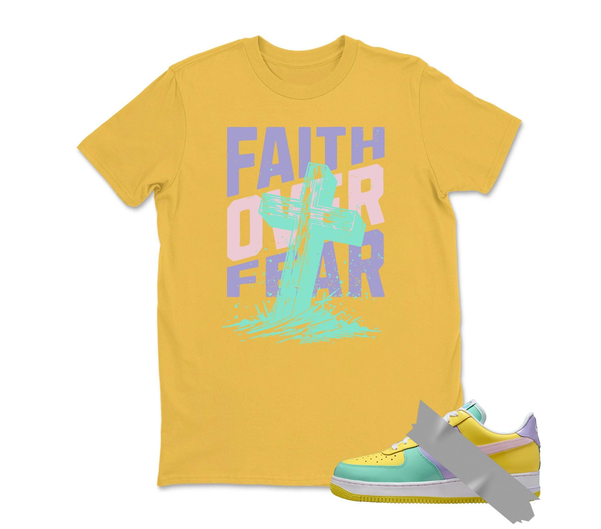 Faith Over Fear Dunk Air Force 1 Emerald Rise Yellow Pulse Hydrangeas Mint Pink Foam 2026 Low T Shirt