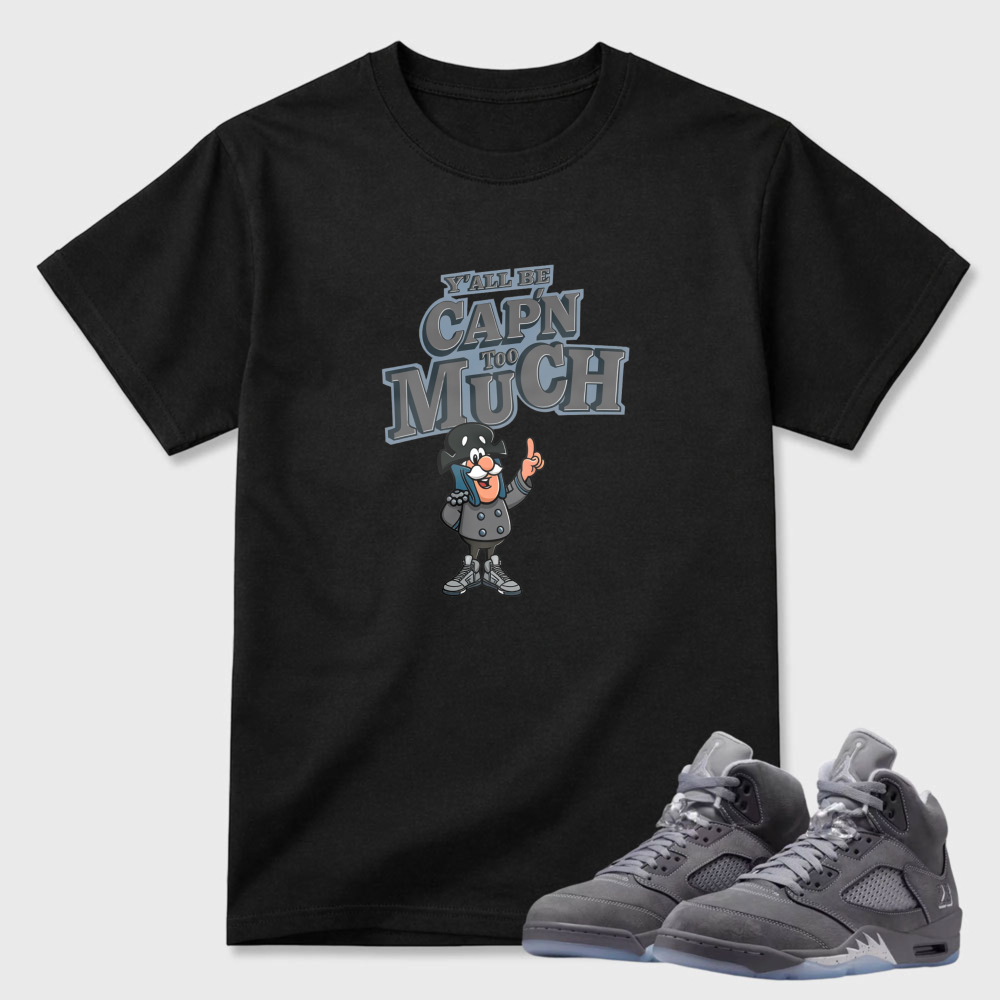 Capn Much Cartoon Character Design Sneaker T Shirt Matching Air Jordan 5 Wolf Grey